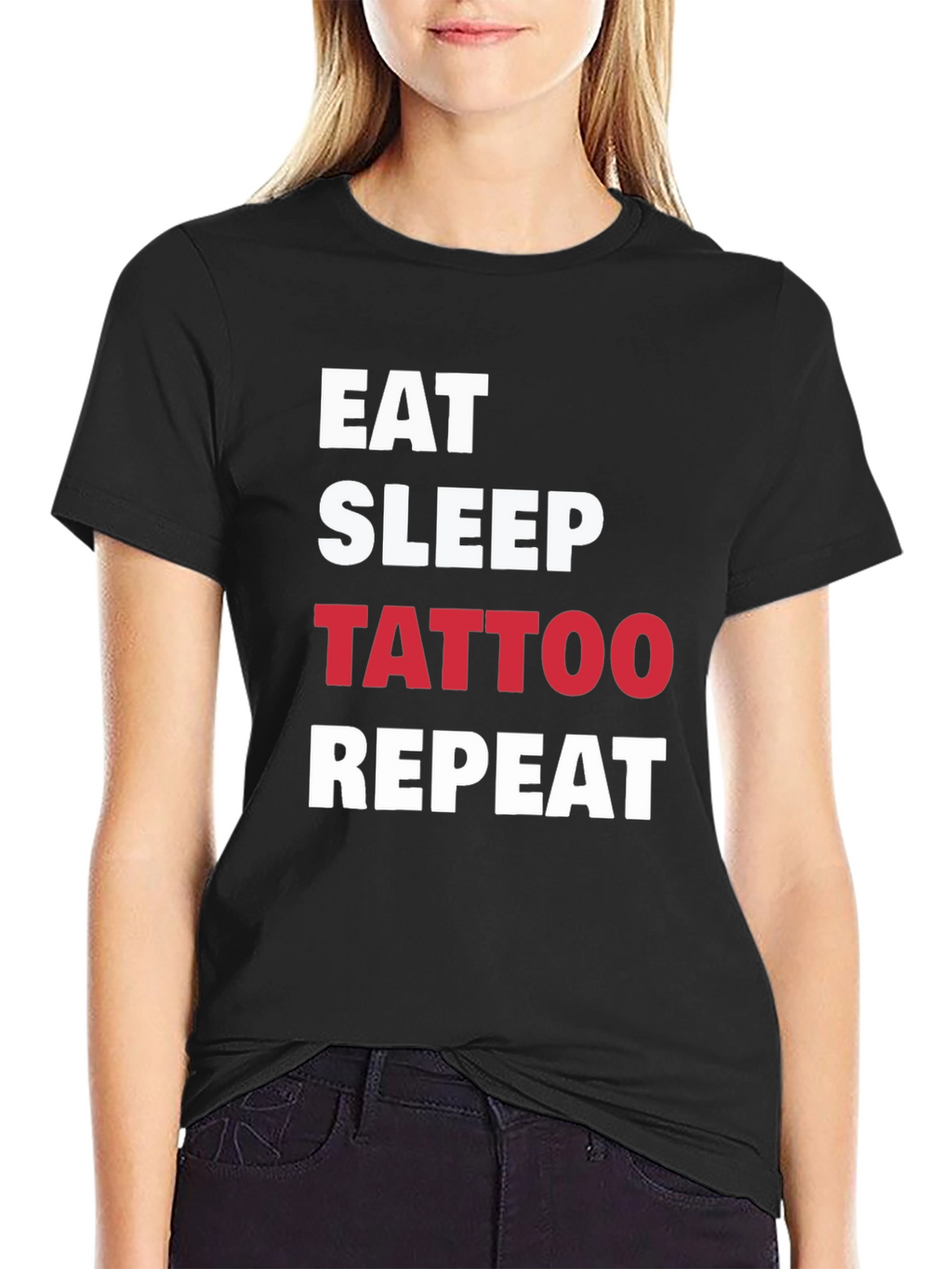 Eat Sleep Tattoo Repeat Black T-Shirt