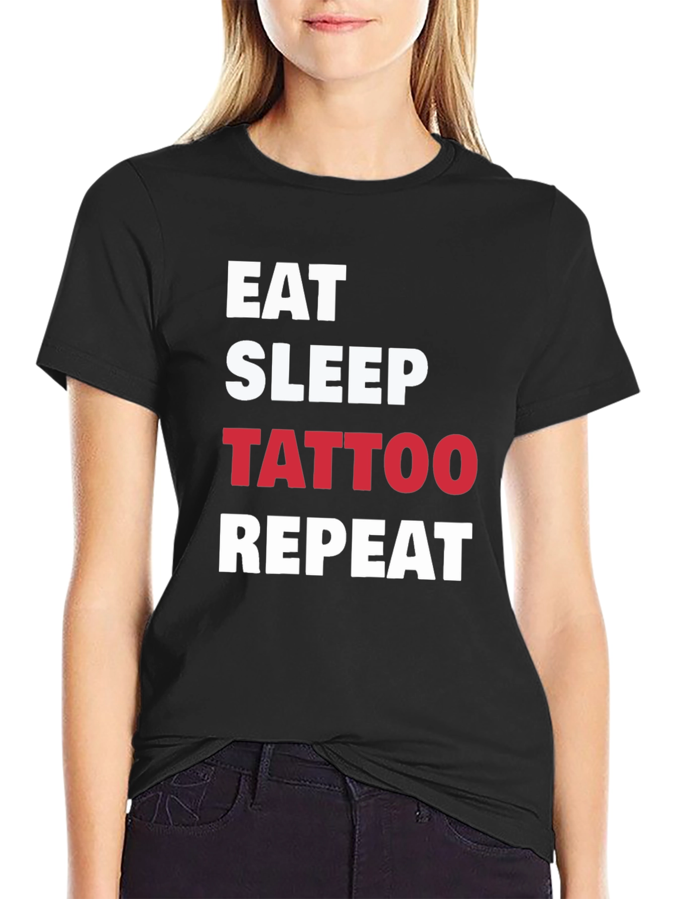Eat Sleep Tattoo Repeat Black T-Shirt