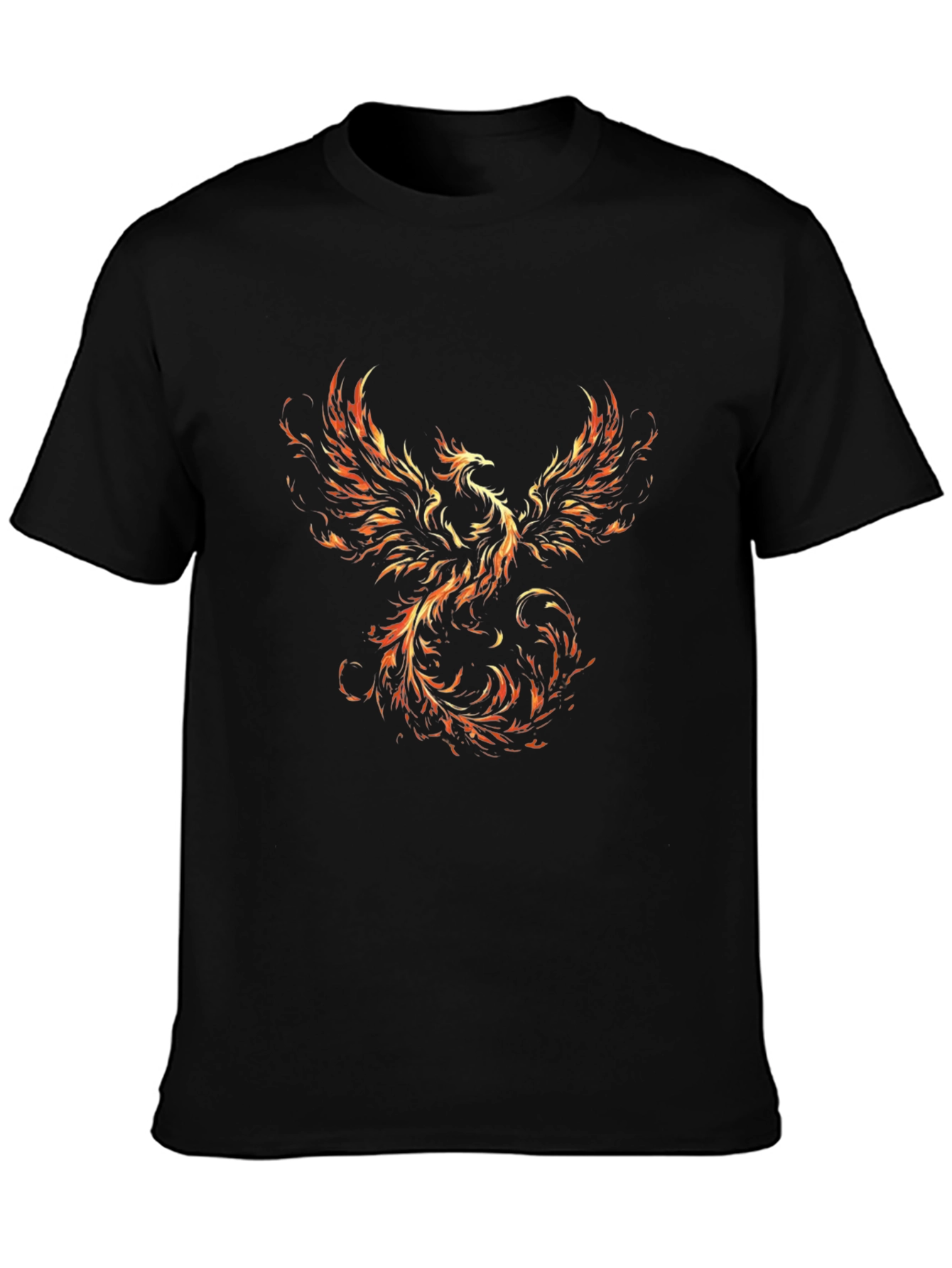Fiery Phoenix Graphic Black T-Shirt
