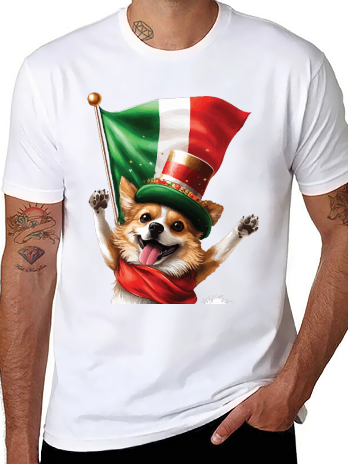 Italian Pride Dog Graphic Tee - St. Patricks Day