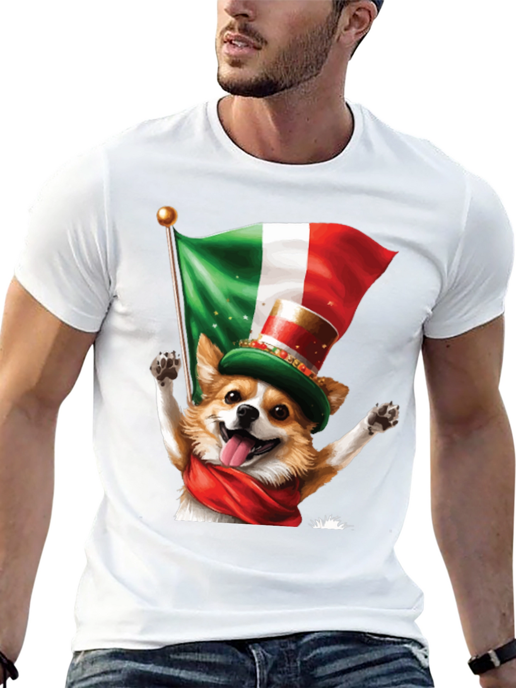 Italian Pride Dog Graphic Tee - St. Patricks Day