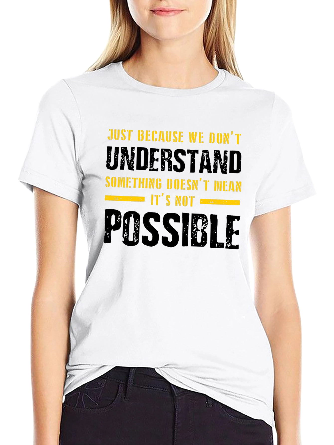 Inspirational Quote Graphic Print Black T-Shirt