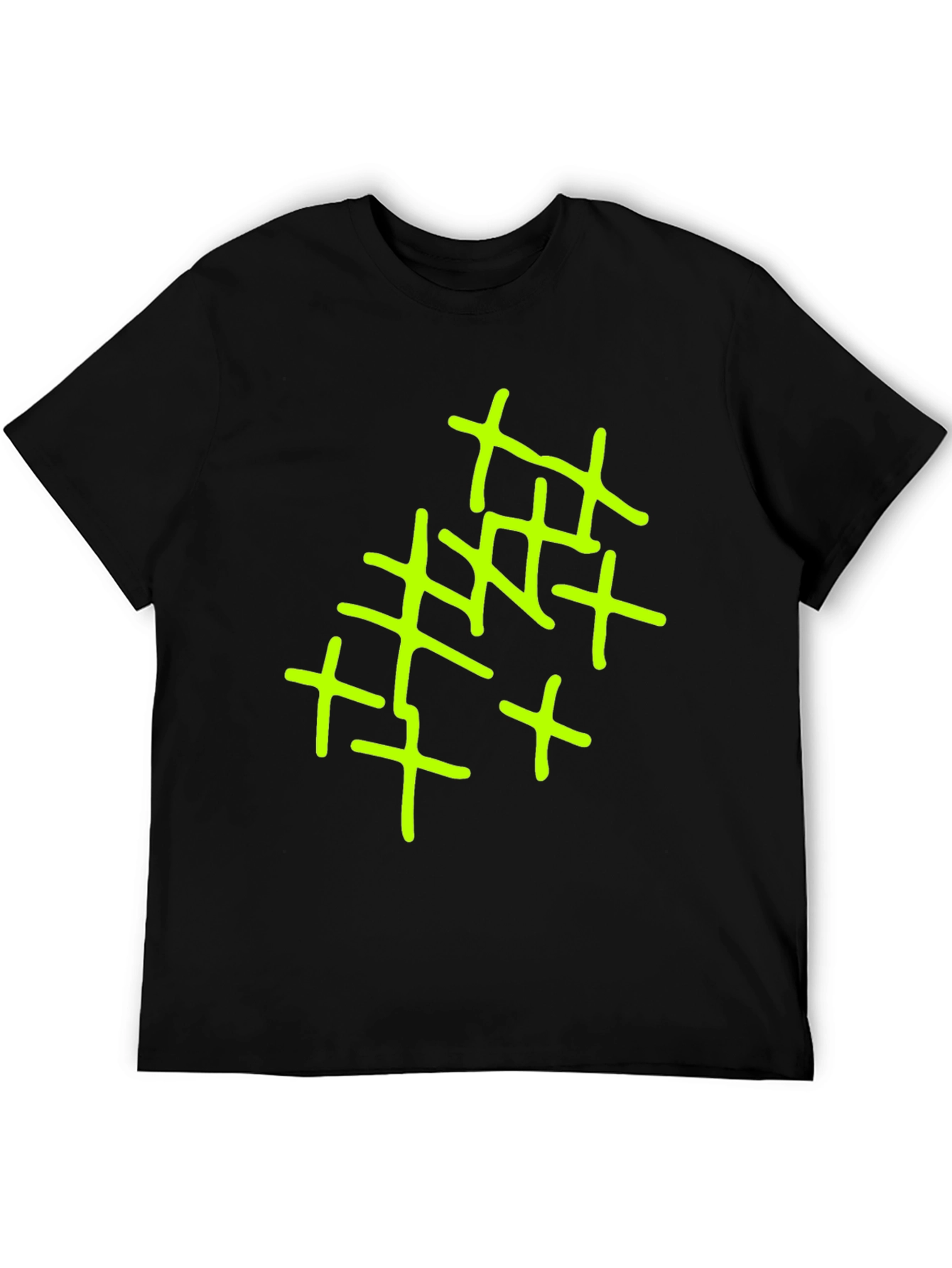 Abstract Cross Design Mens Black T-Shirt