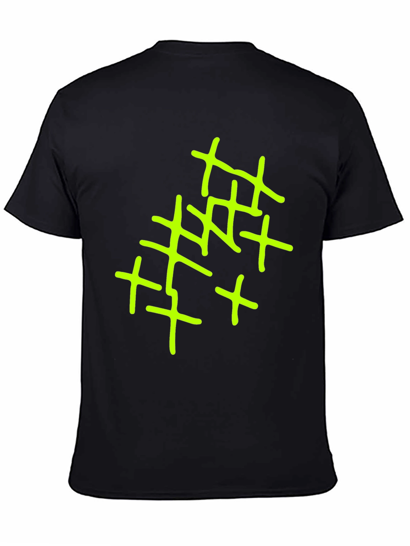 Abstract Cross Design Mens Black T-Shirt
