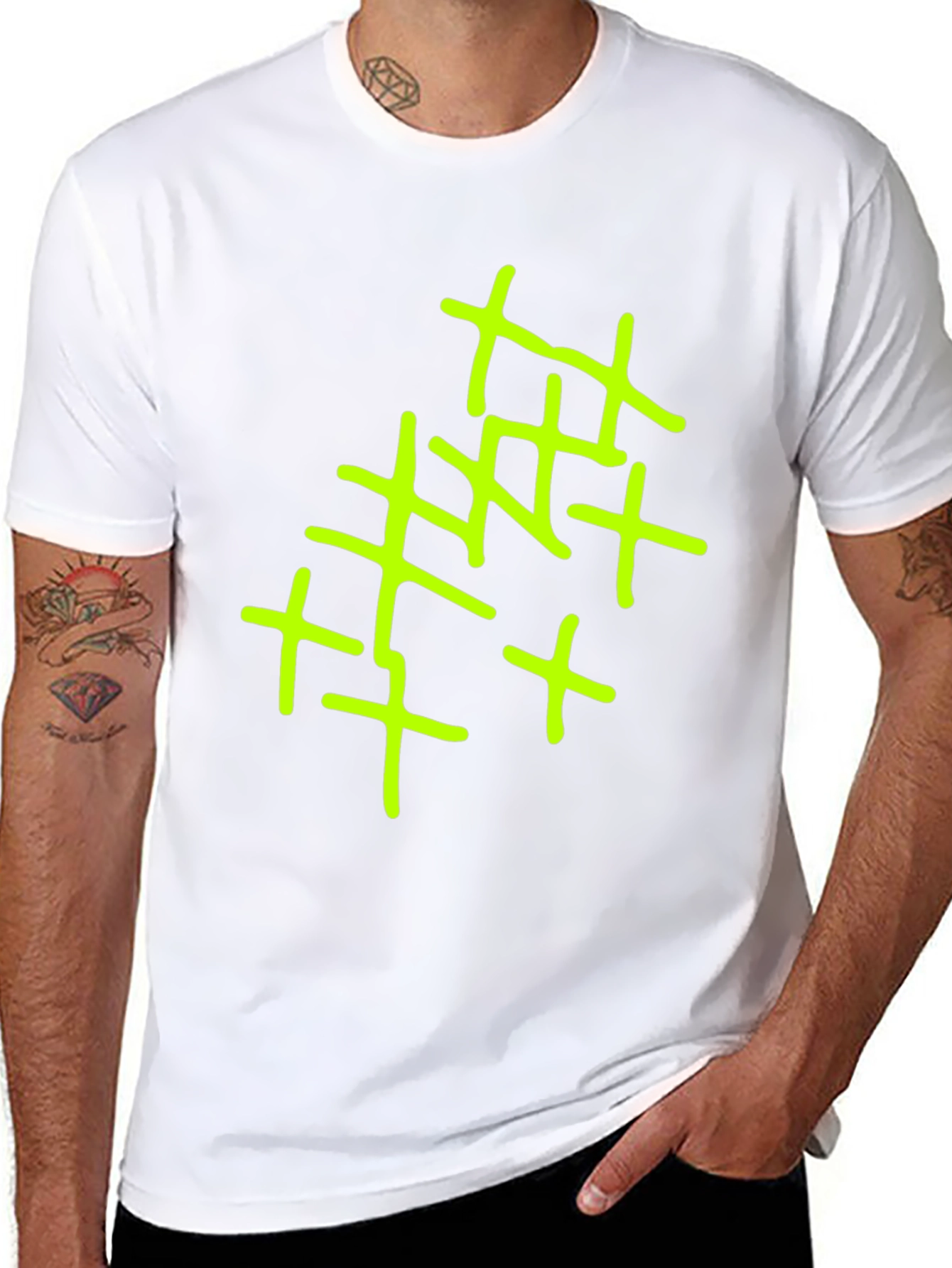Abstract Cross Design Mens Black T-Shirt
