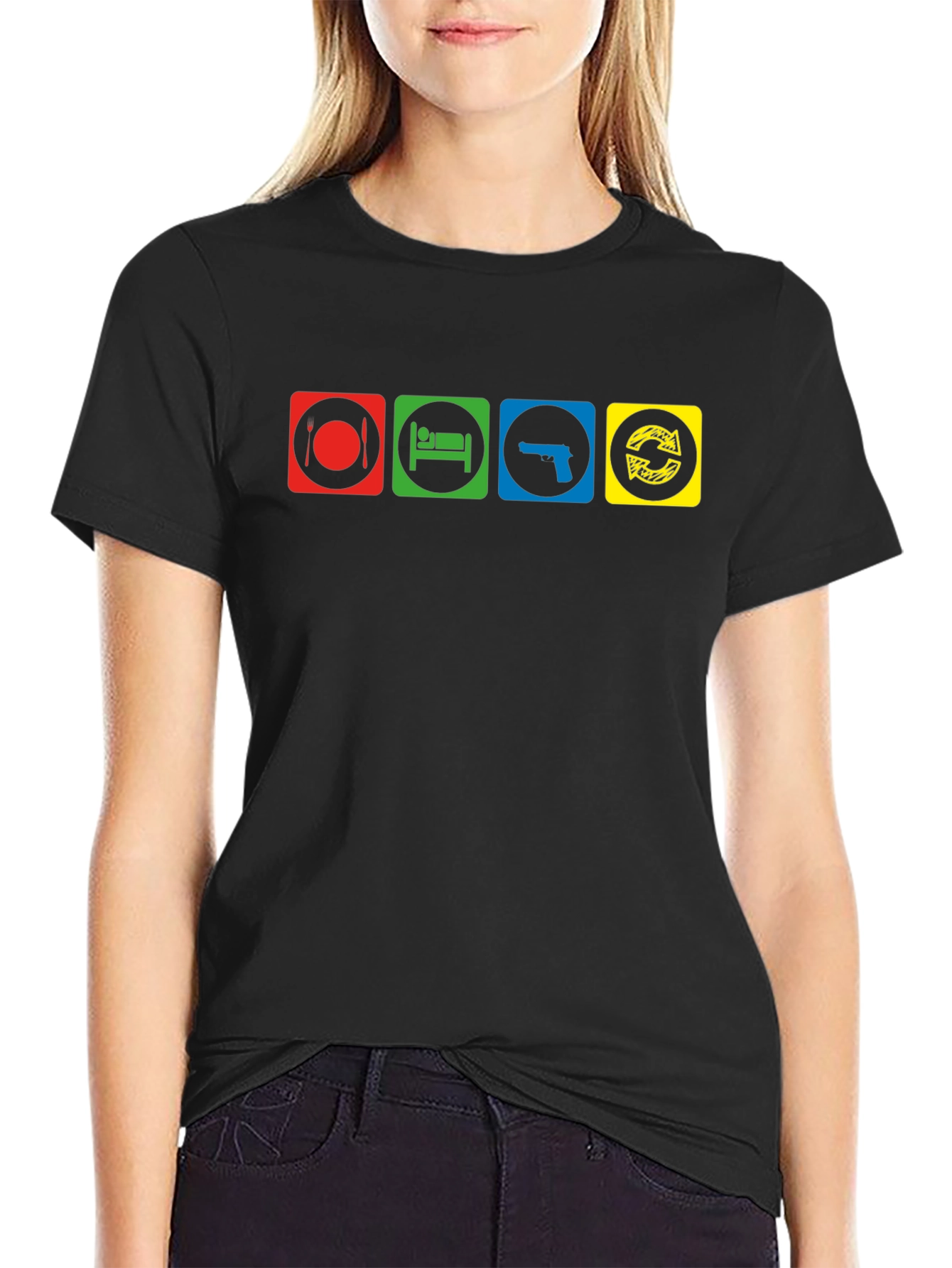 Eat Sleep Gun Repeat Graphic T-Shirt
