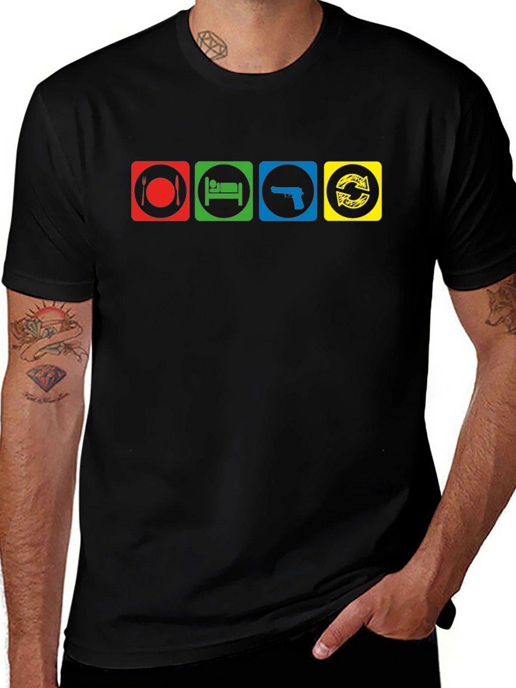 Eat Sleep Gun Repeat Graphic T-Shirt