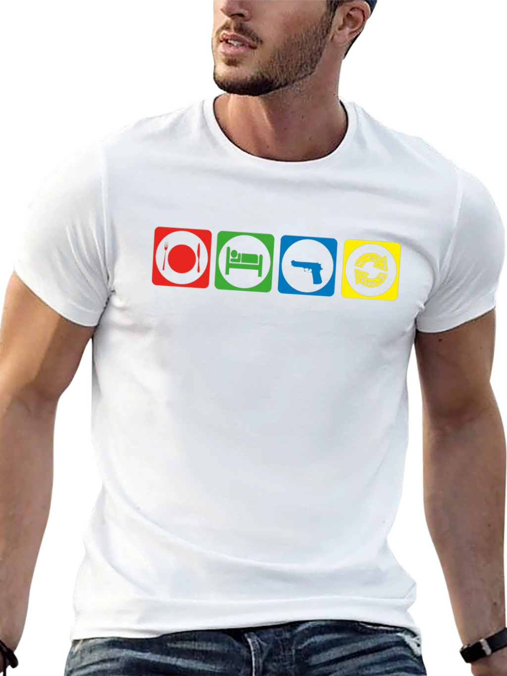Eat Sleep Gun Repeat Graphic T-Shirt
