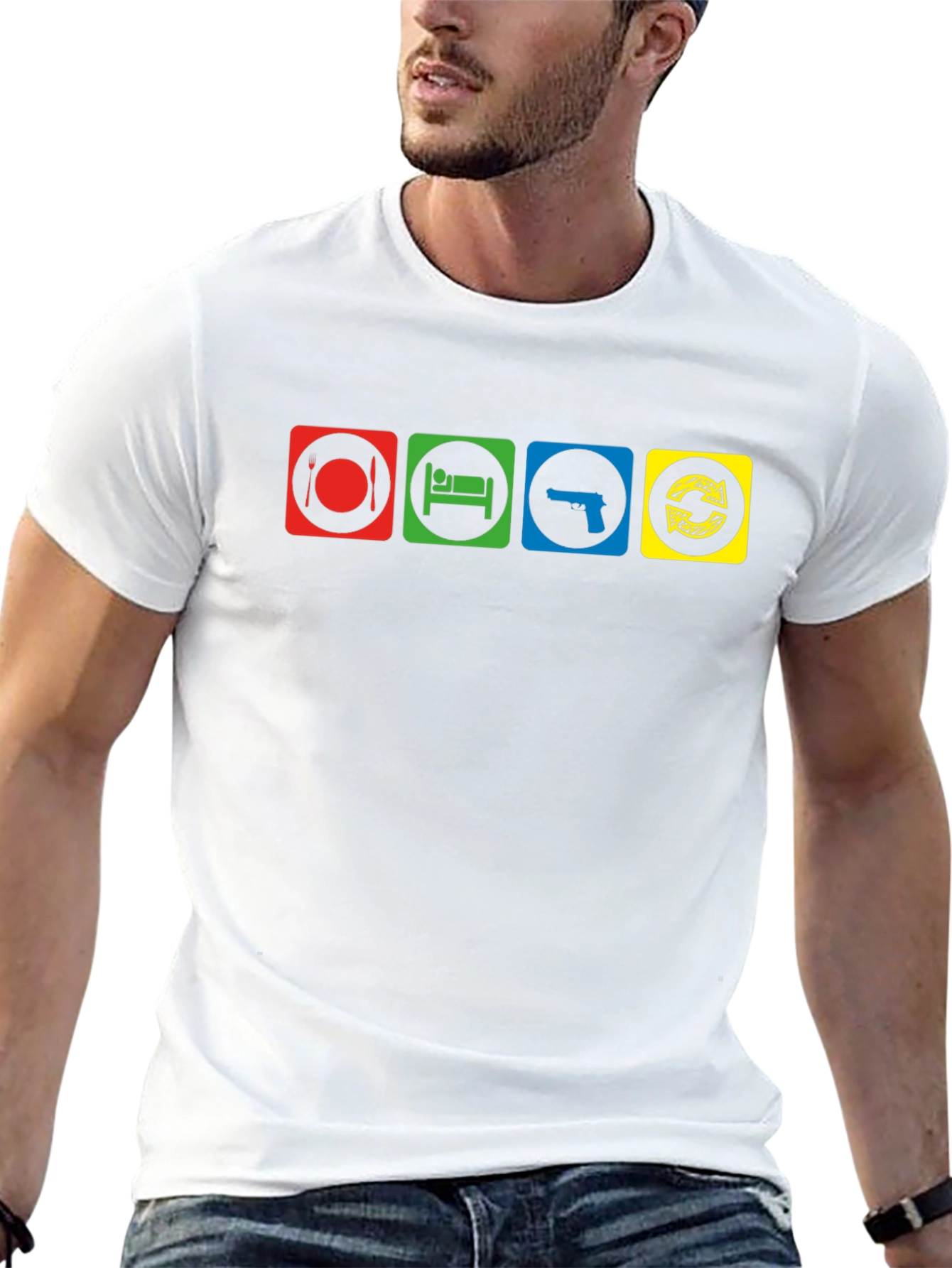 Eat Sleep Gun Repeat Graphic T-Shirt