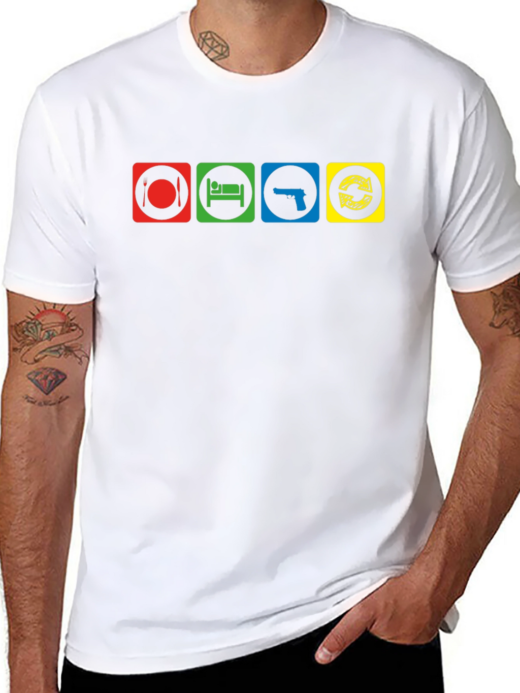 Eat Sleep Gun Repeat Graphic T-Shirt