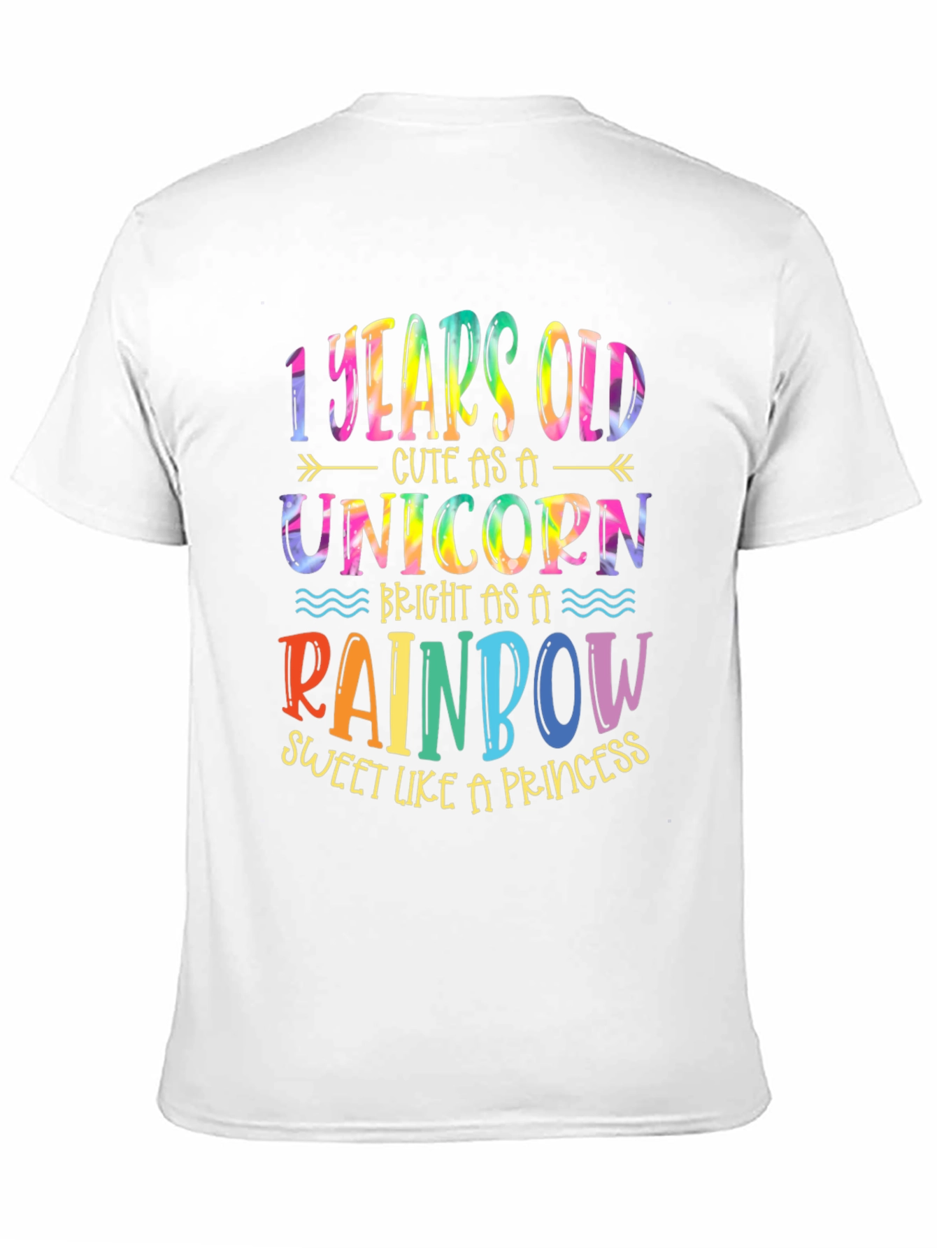 1 Year Old Unicorn Rainbow Princess Birthday T-Shirt
