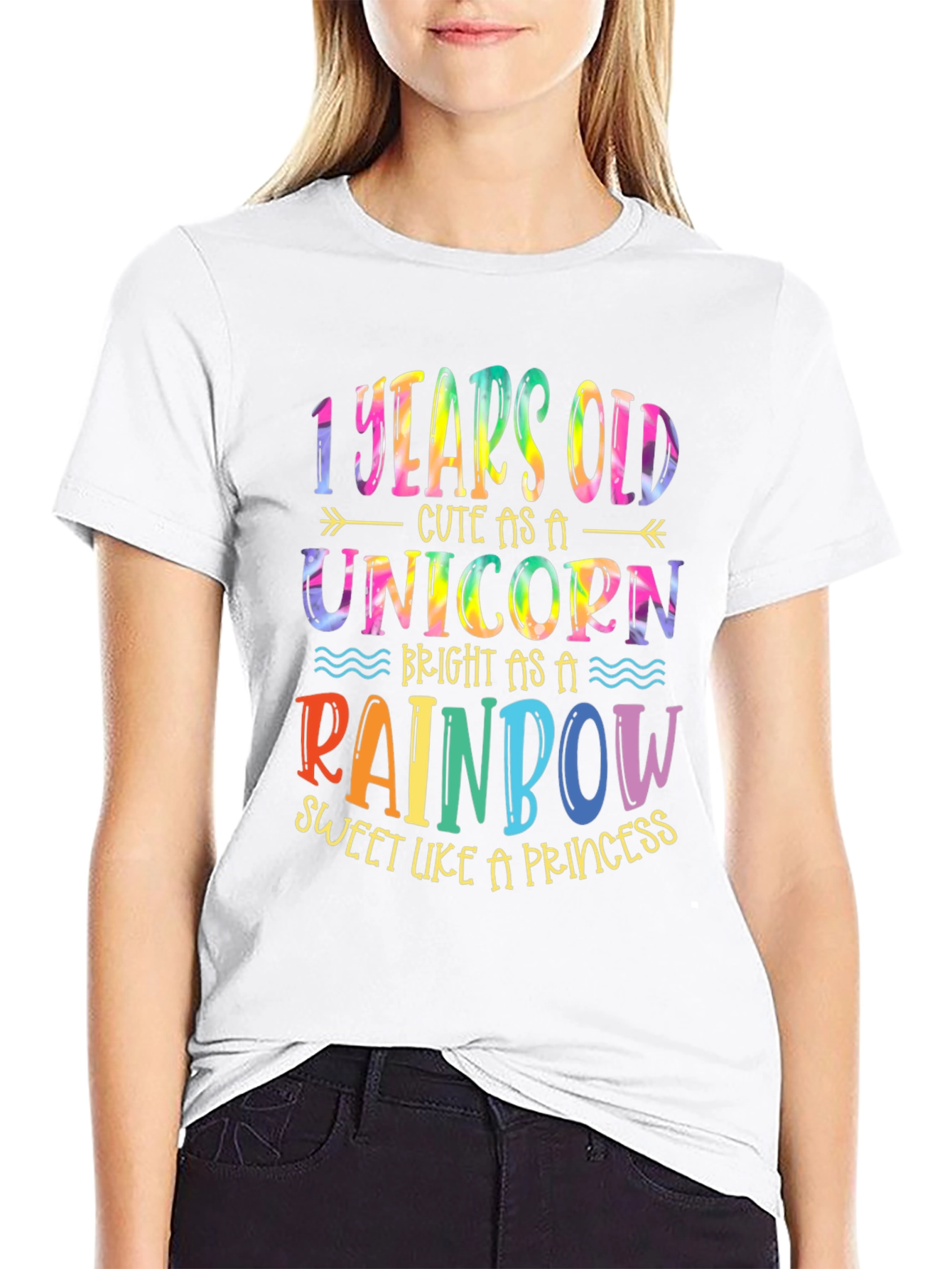 1 Year Old Unicorn Rainbow Princess Birthday T-Shirt