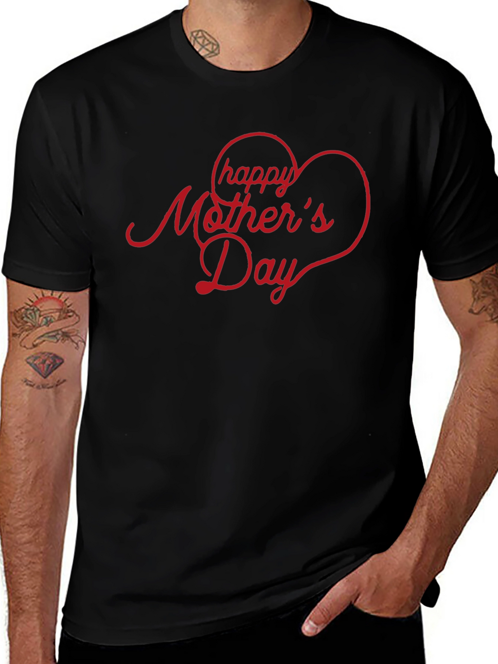 Happy Mothers Day Heart T-Shirt - Black