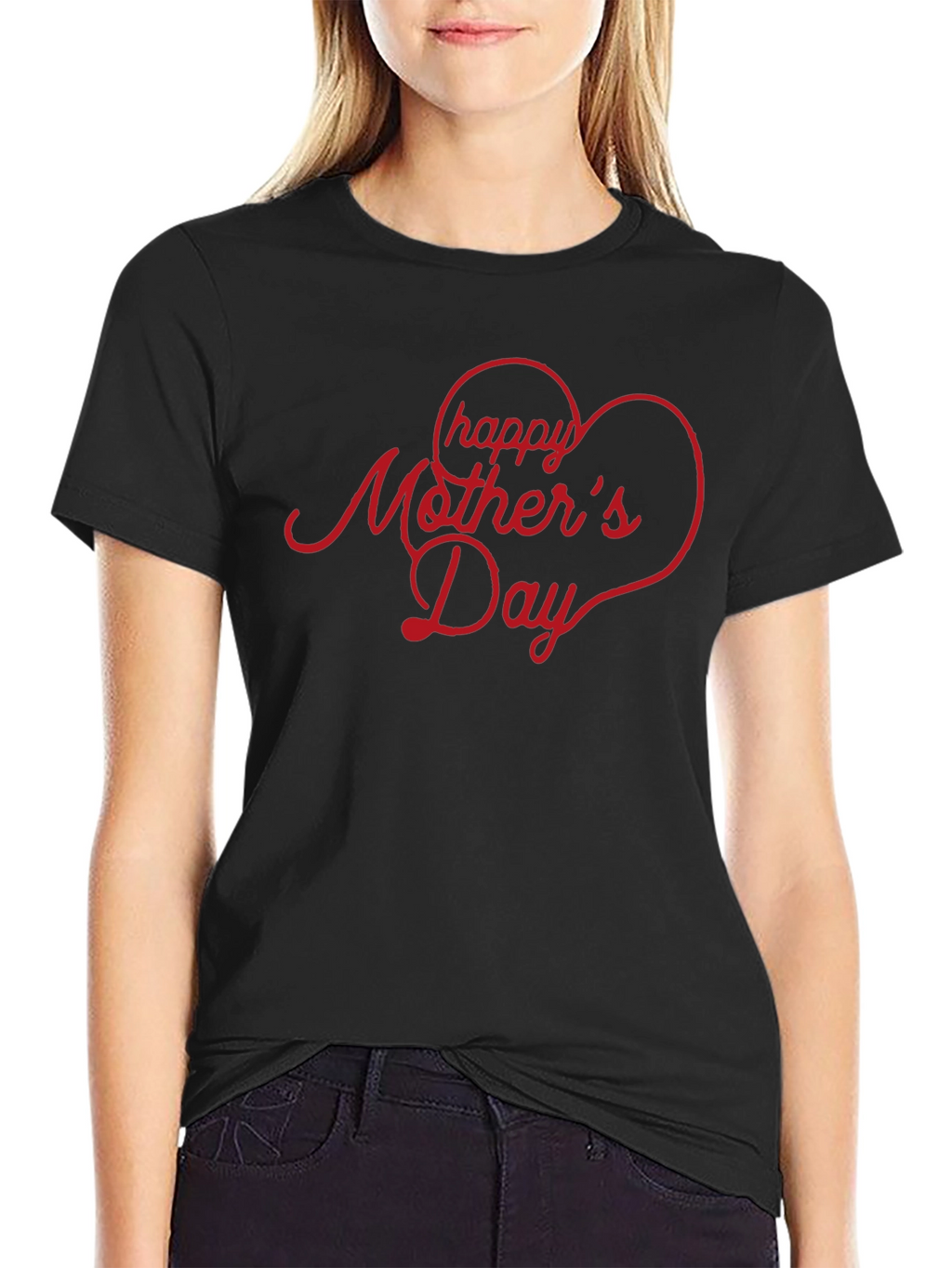 Happy Mothers Day Heart T-Shirt - Black