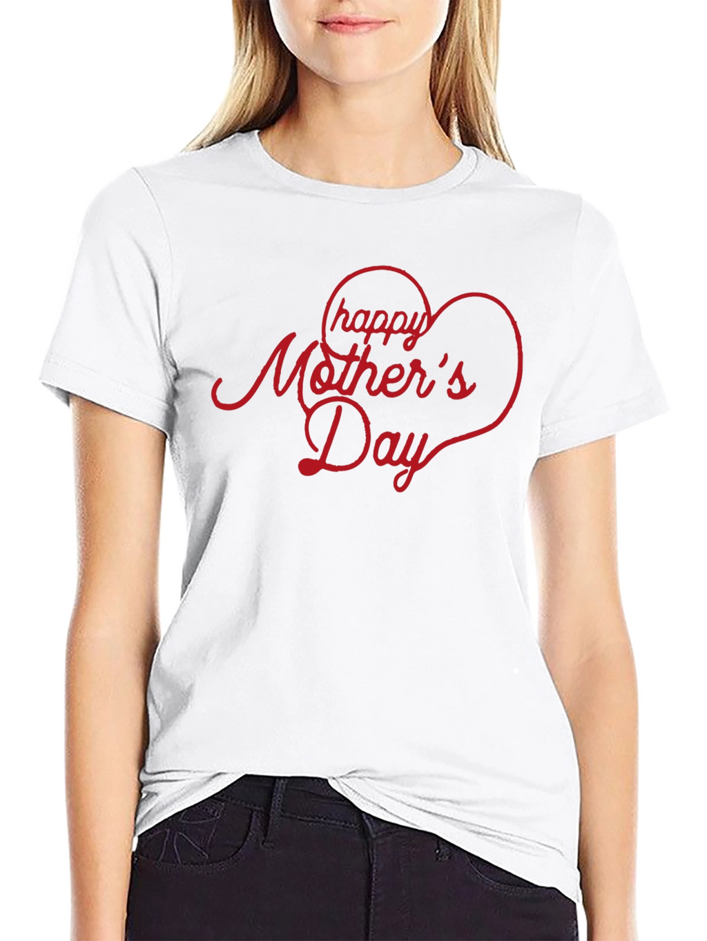 Happy Mothers Day Heart T-Shirt - Black