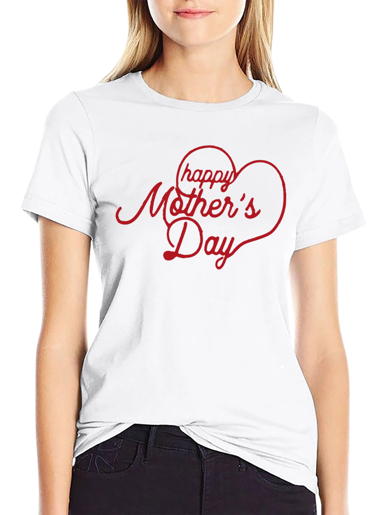 Happy Mothers Day Heart T-Shirt - Black