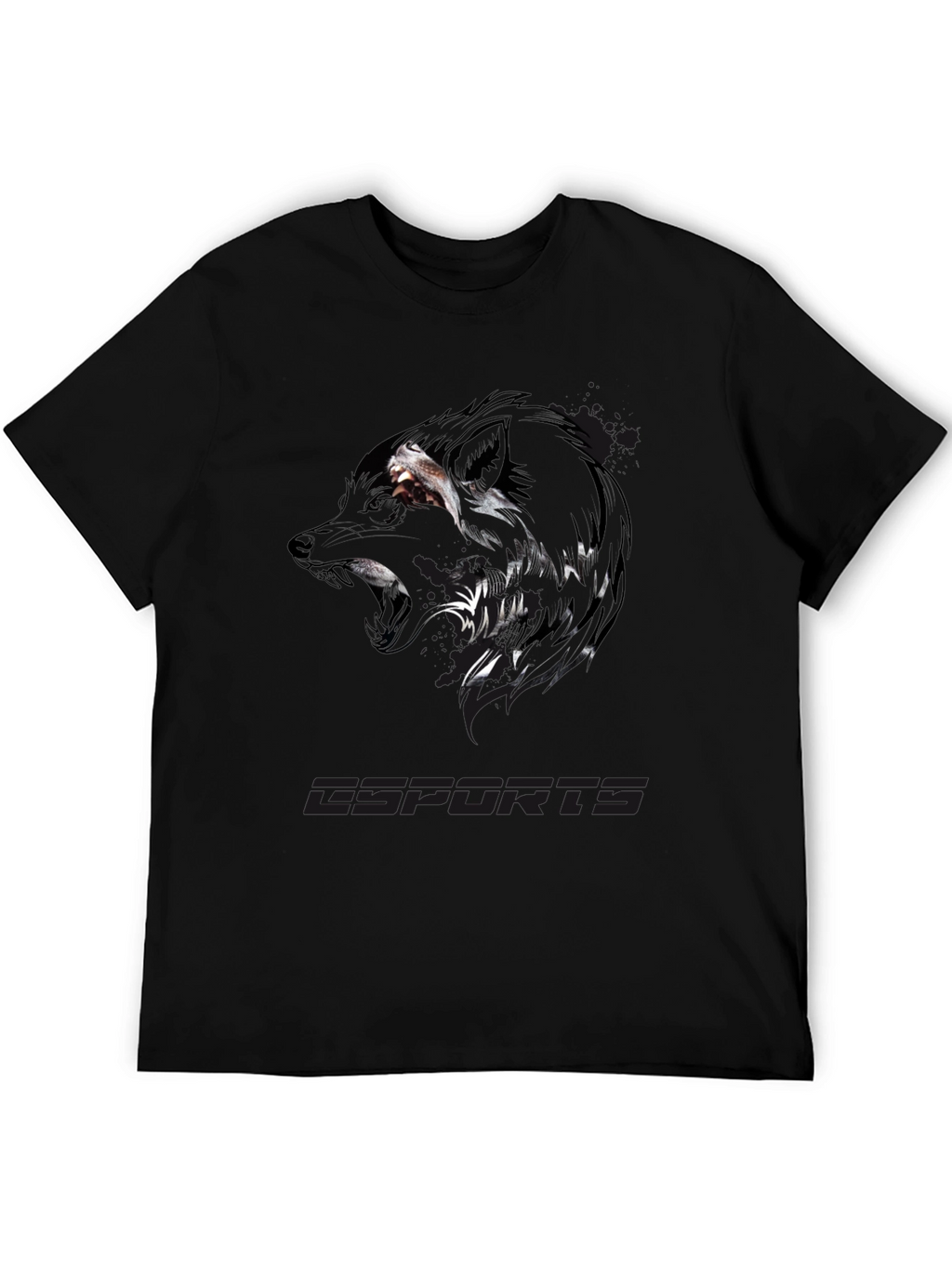 Esports Wolf Graphic Black T-Shirt