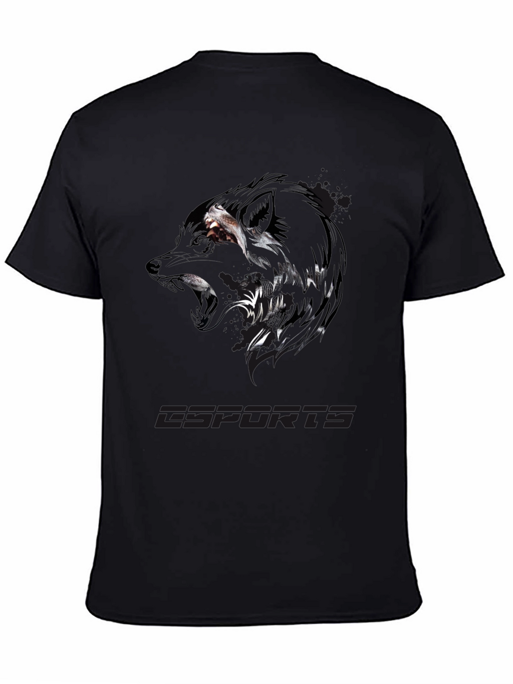 Esports Wolf Graphic Black T-Shirt