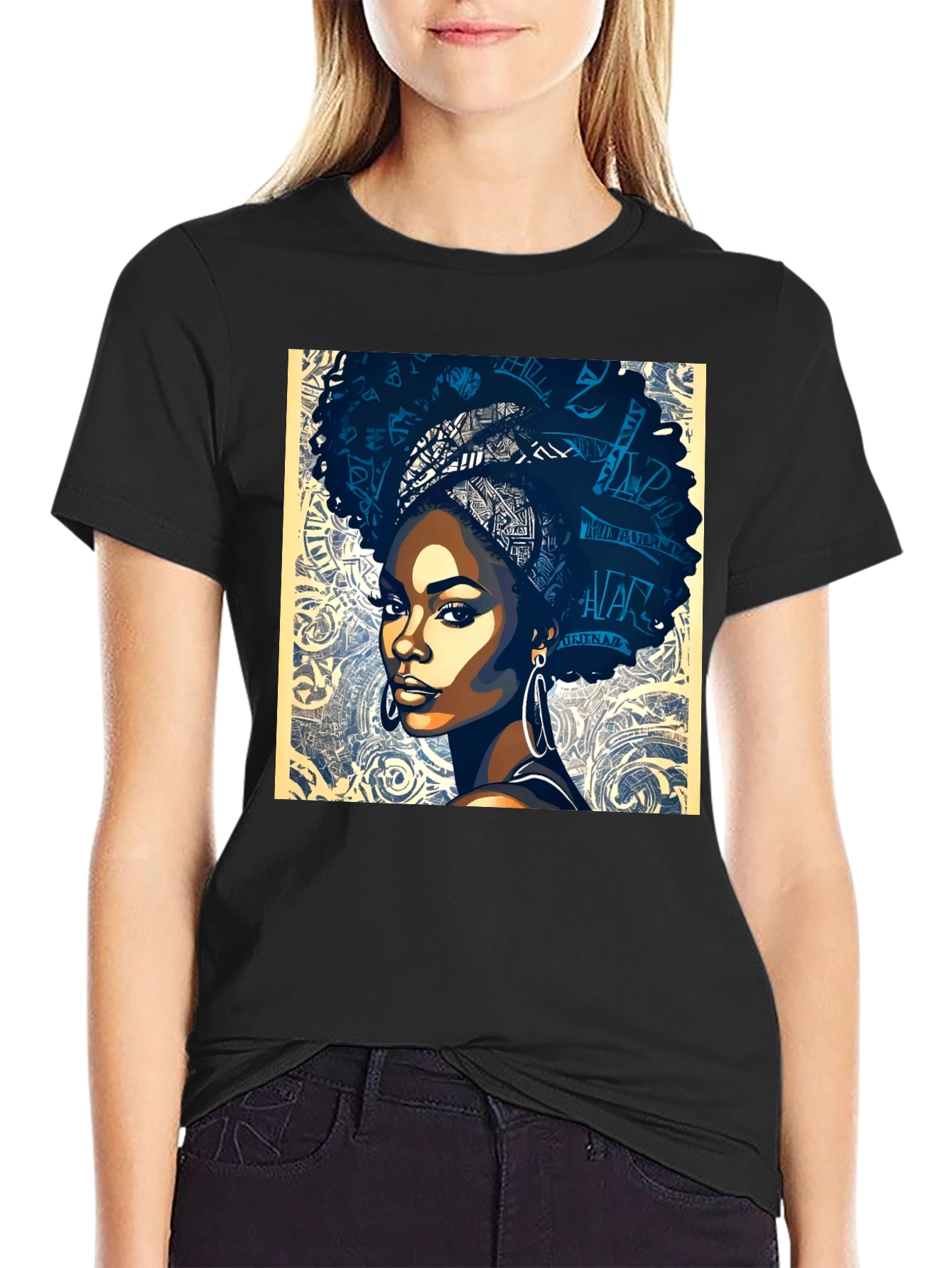 Black Woman Afro Art Graphic Tee - Stylish & Unique