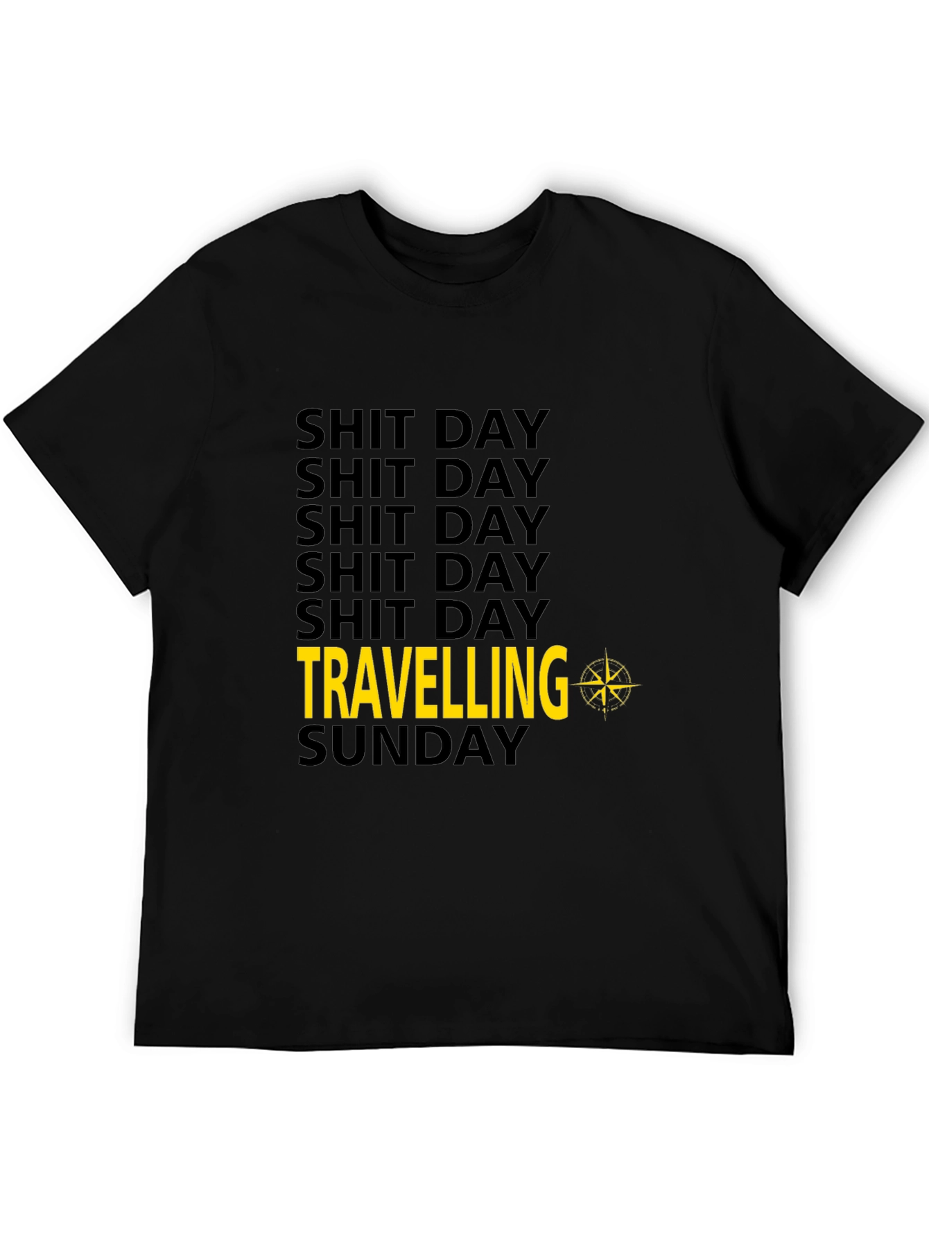 Shit Day Travelling Compass Mens Black T-Shirt