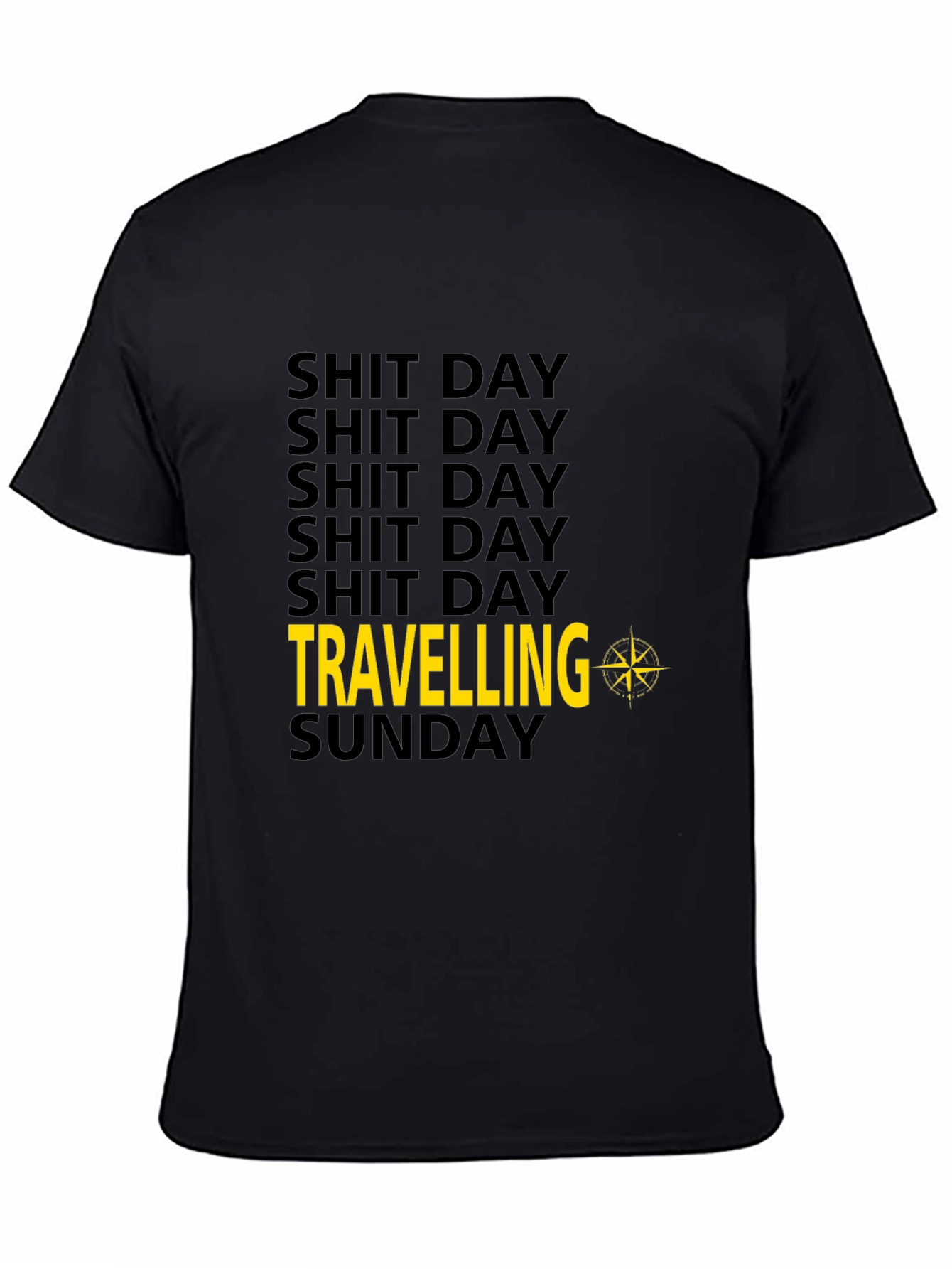 Shit Day Travelling Compass Mens Black T-Shirt