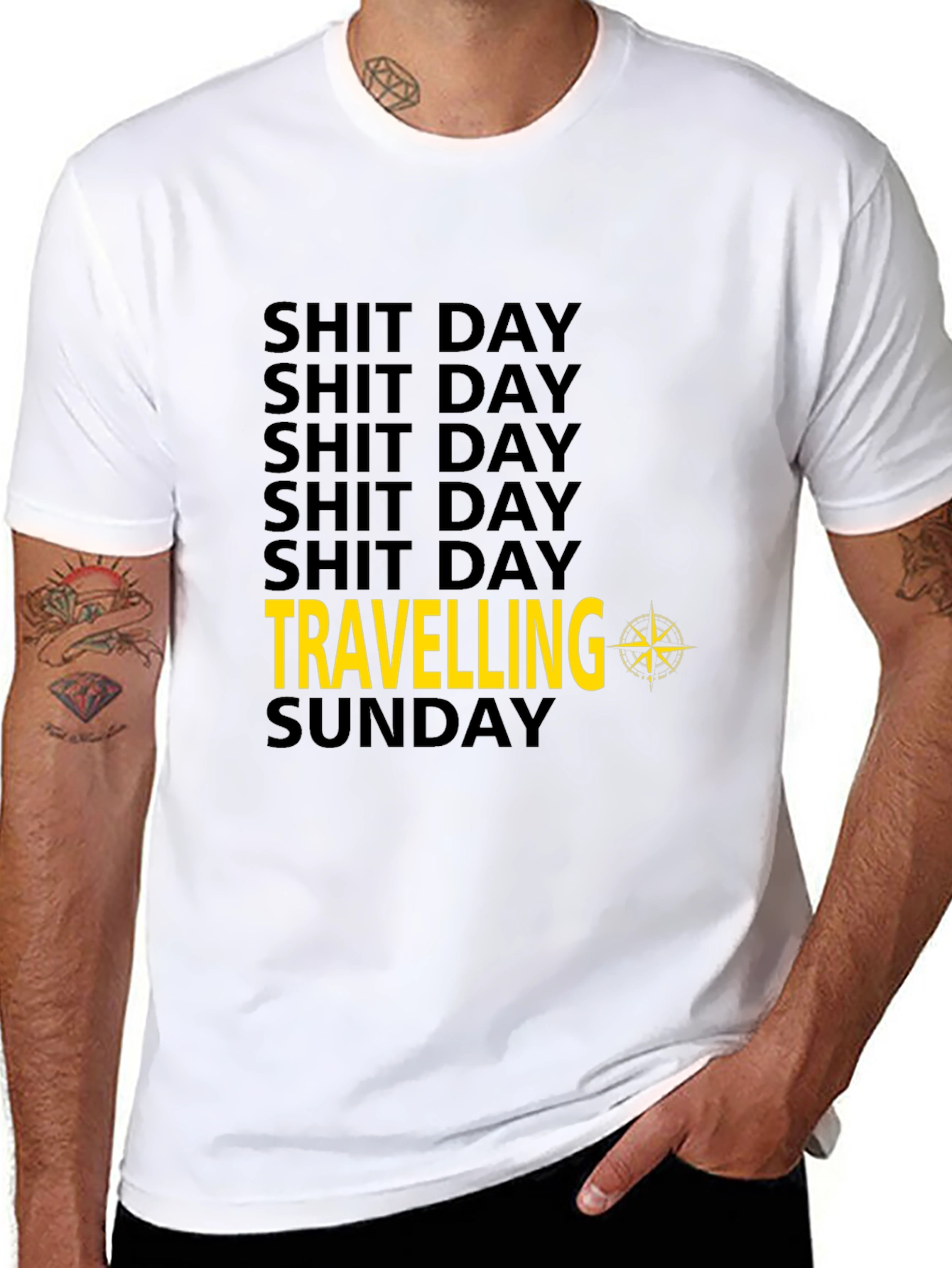 Shit Day Travelling Compass Mens Black T-Shirt