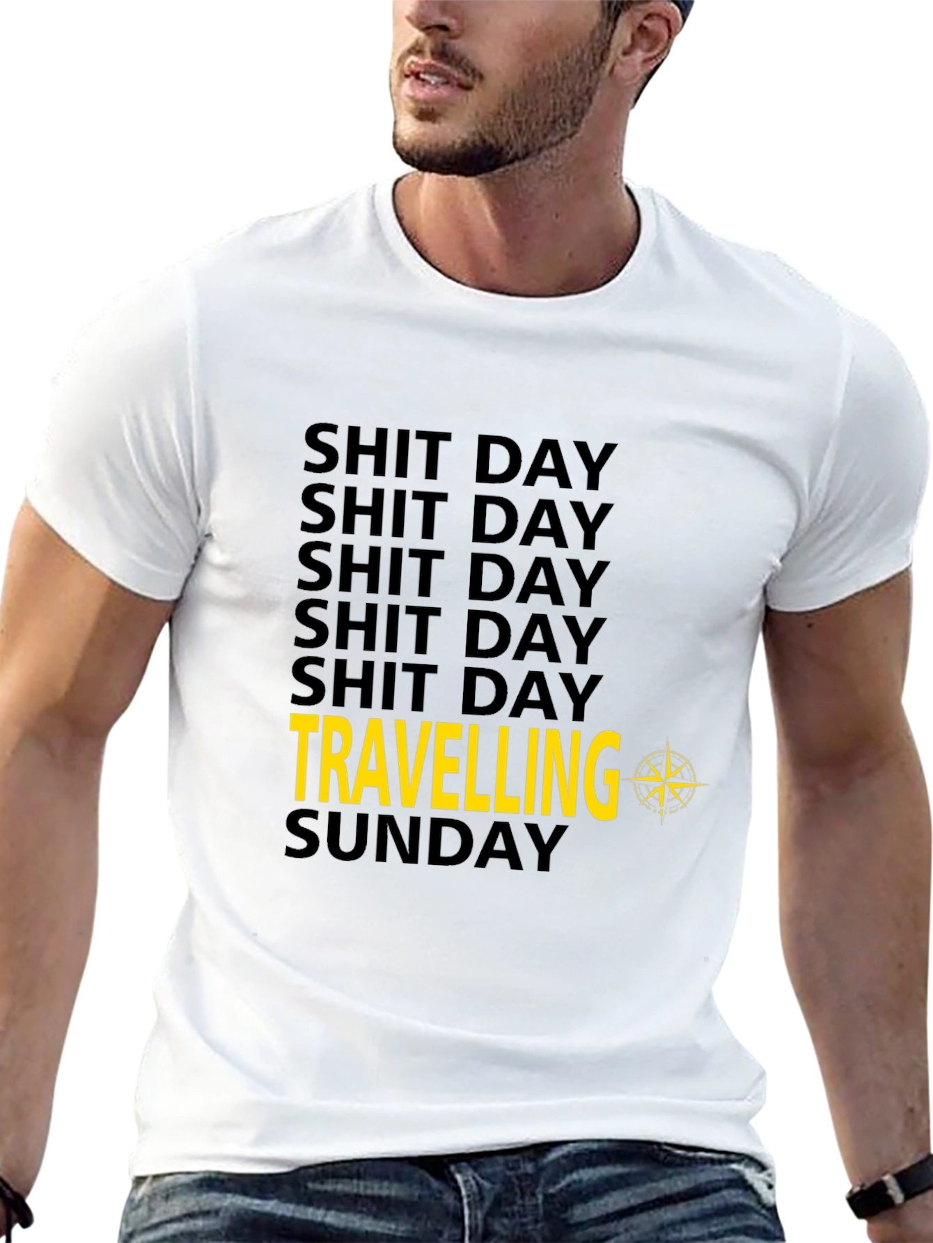 Shit Day Travelling Compass Mens Black T-Shirt
