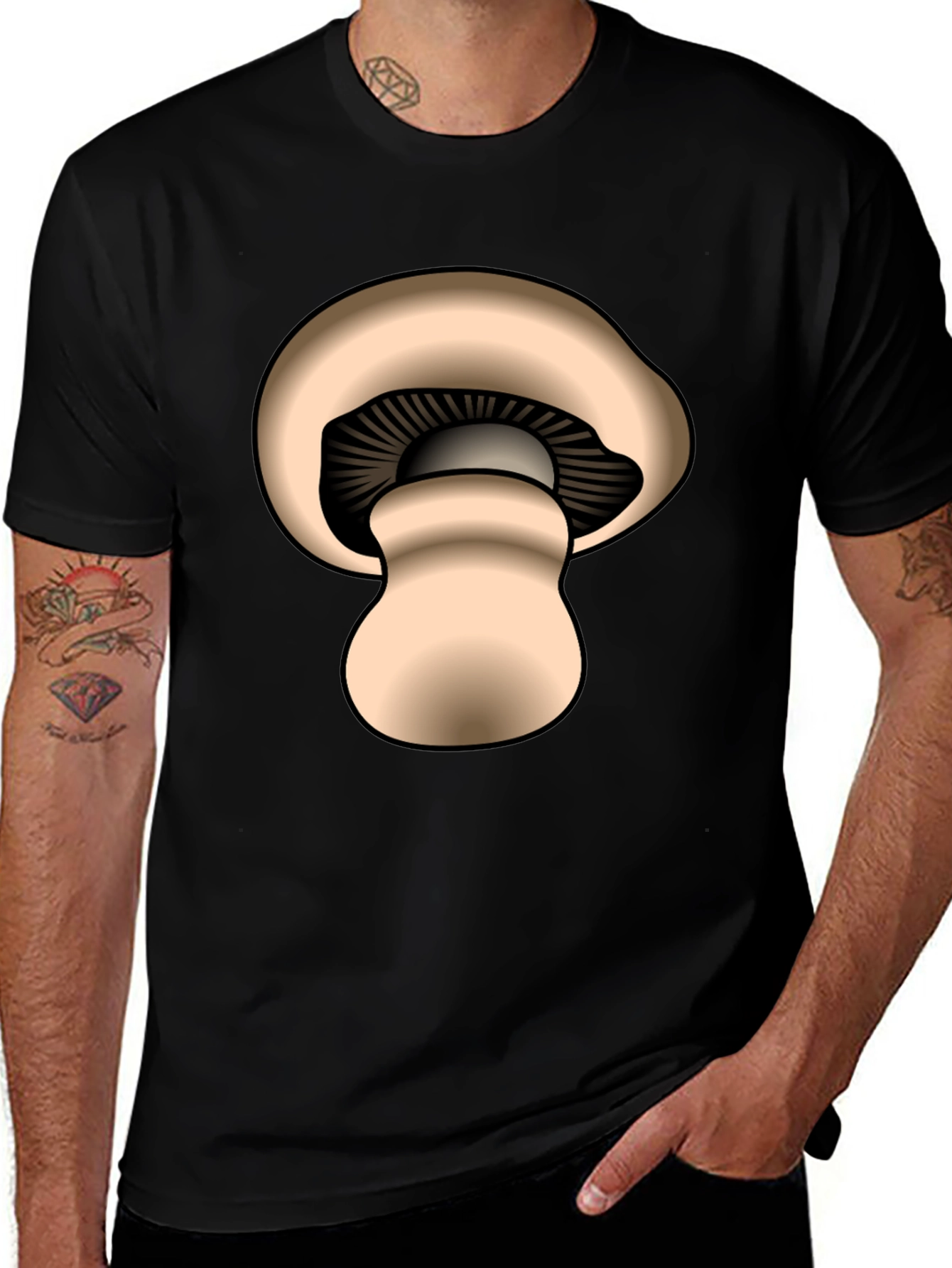 Mushroom Graphic Black T-Shirt