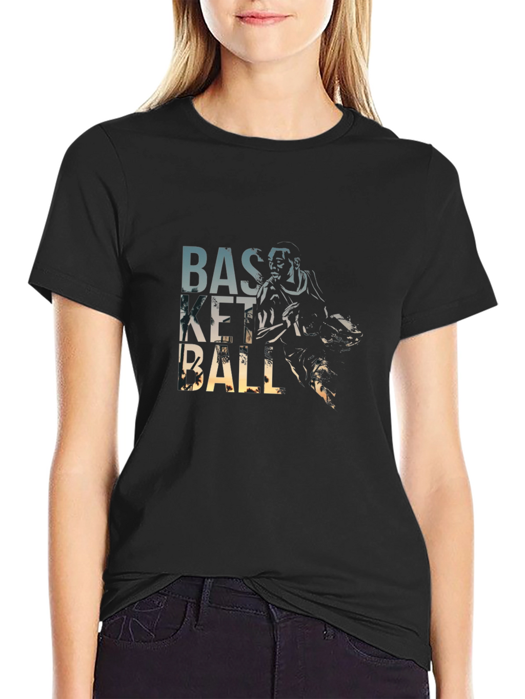 Basketball Player Graphic T-Shirt - Black