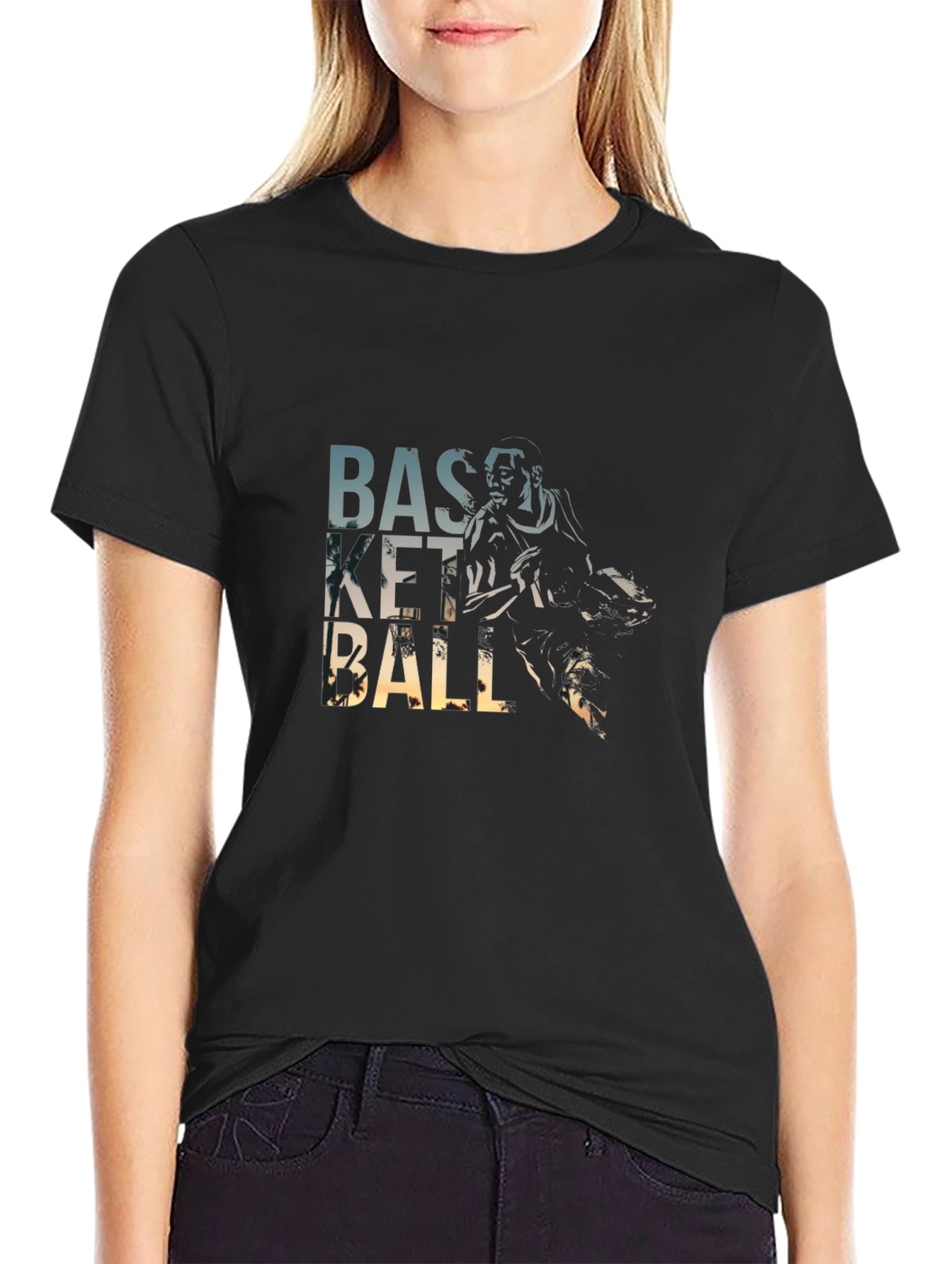 Basketball Player Graphic T-Shirt - Black