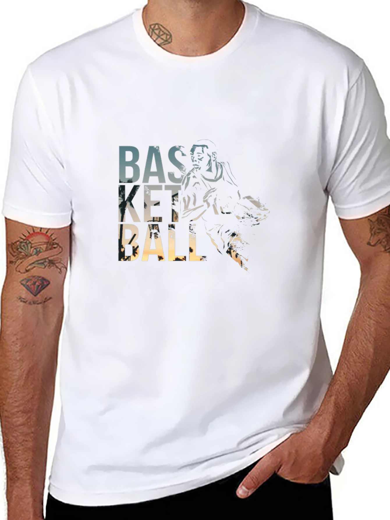 Basketball Player Graphic T-Shirt - Black