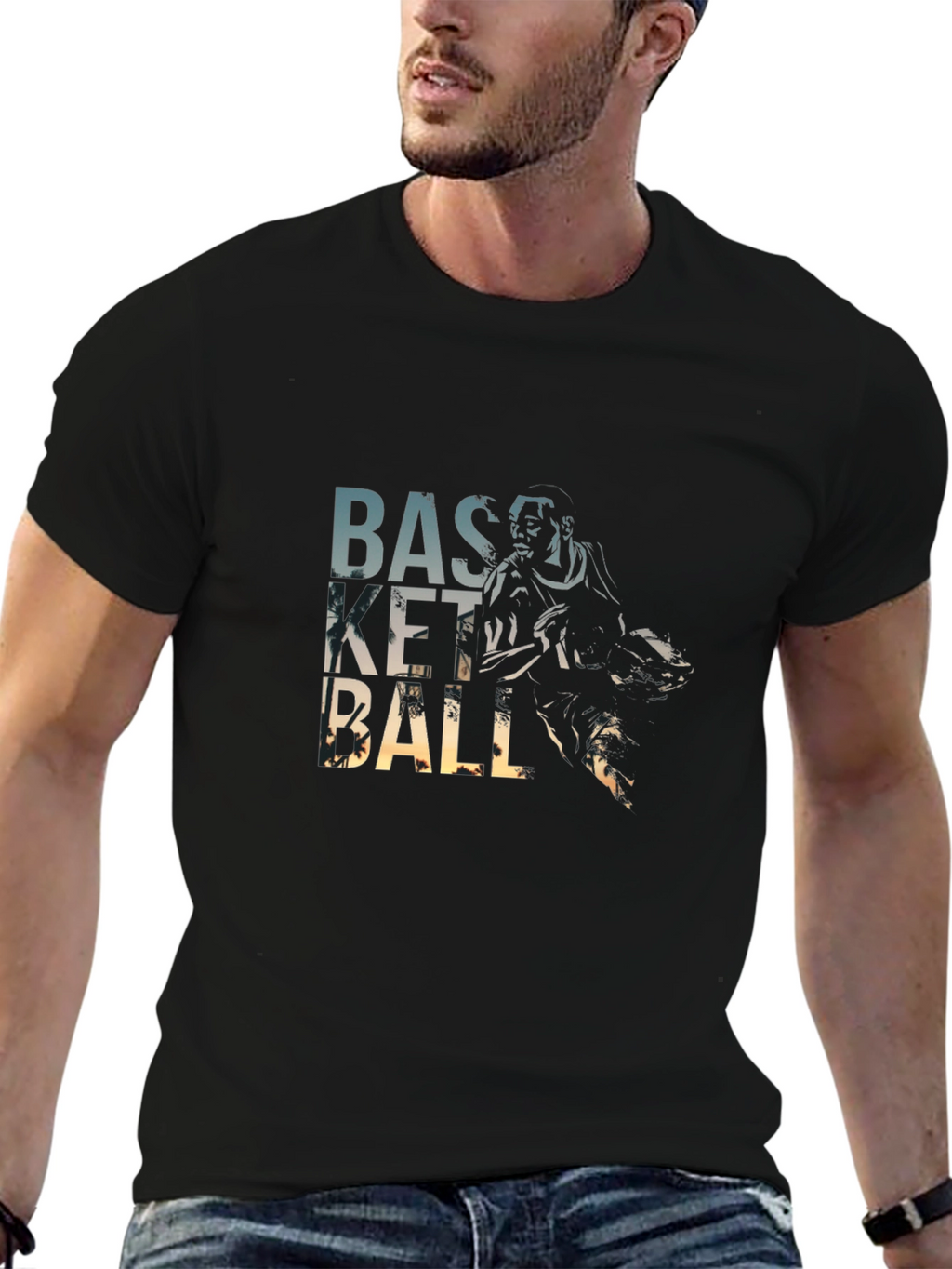 Basketball Player Graphic T-Shirt - Black