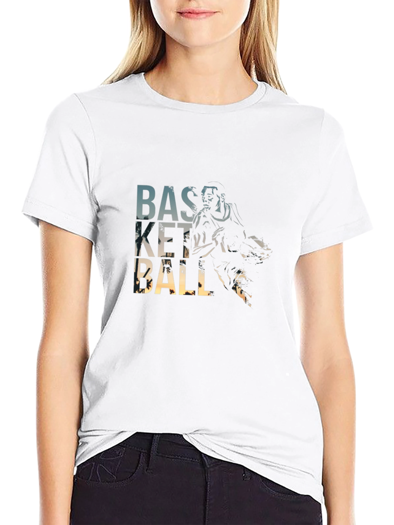 Basketball Player Graphic T-Shirt - Black