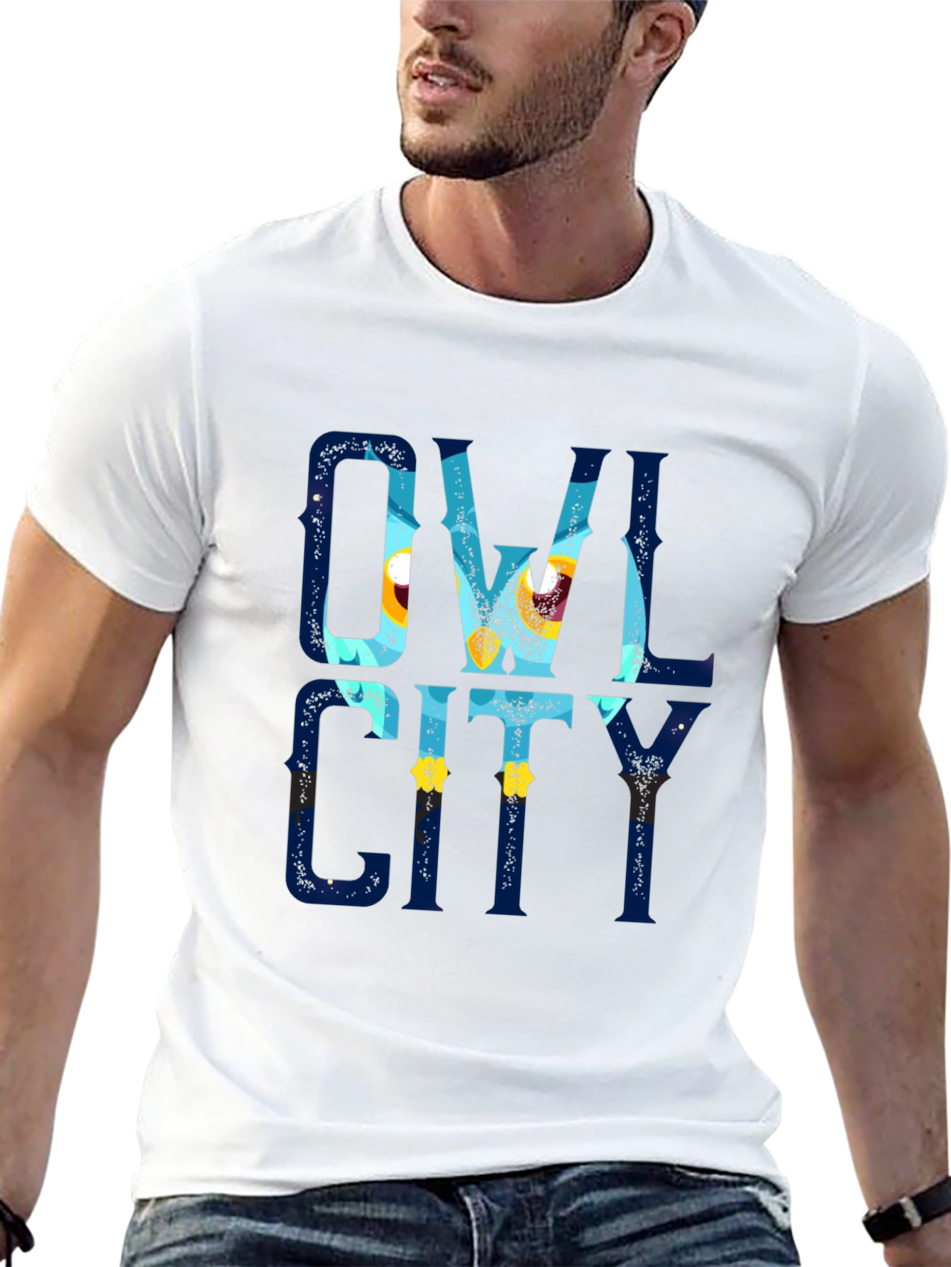Owl City Graphic Print Black T-Shirt