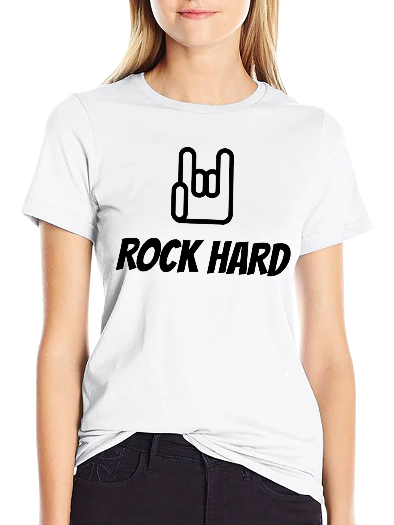 Rock Hard Graphic Tee - Black Cotton T-Shirt