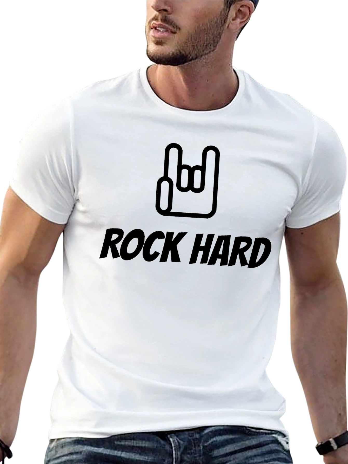 Rock Hard Graphic Tee - Black Cotton T-Shirt
