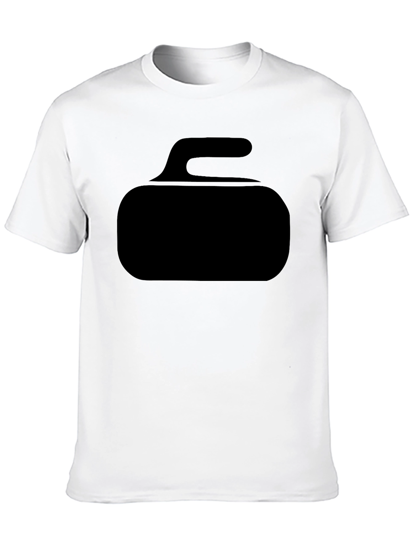 Curling Stone Graphic Tee - Black Cotton T-Shirt