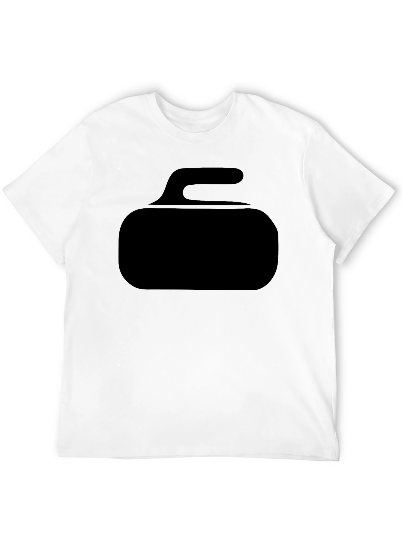 Curling Stone Graphic Tee - Black Cotton T-Shirt
