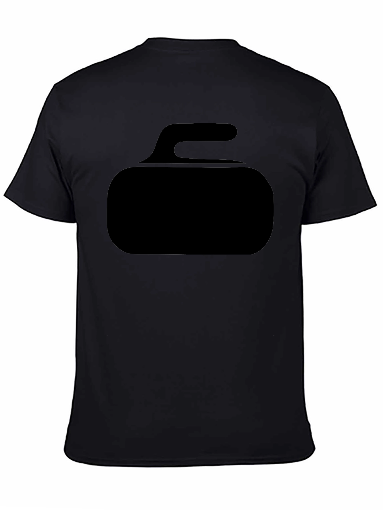 Curling Stone Graphic Tee - Black Cotton T-Shirt