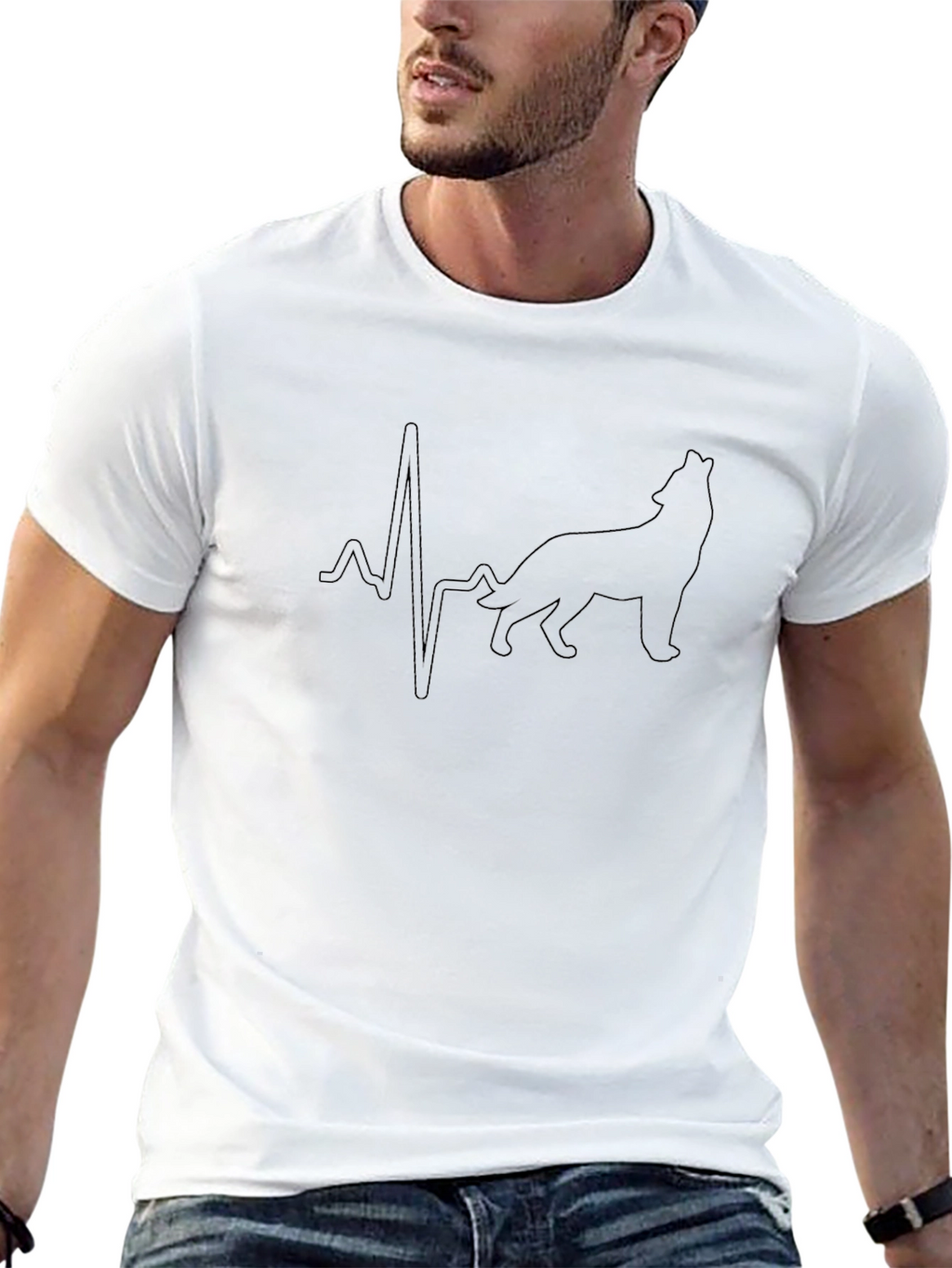 Wolf Heartbeat Black T-Shirt