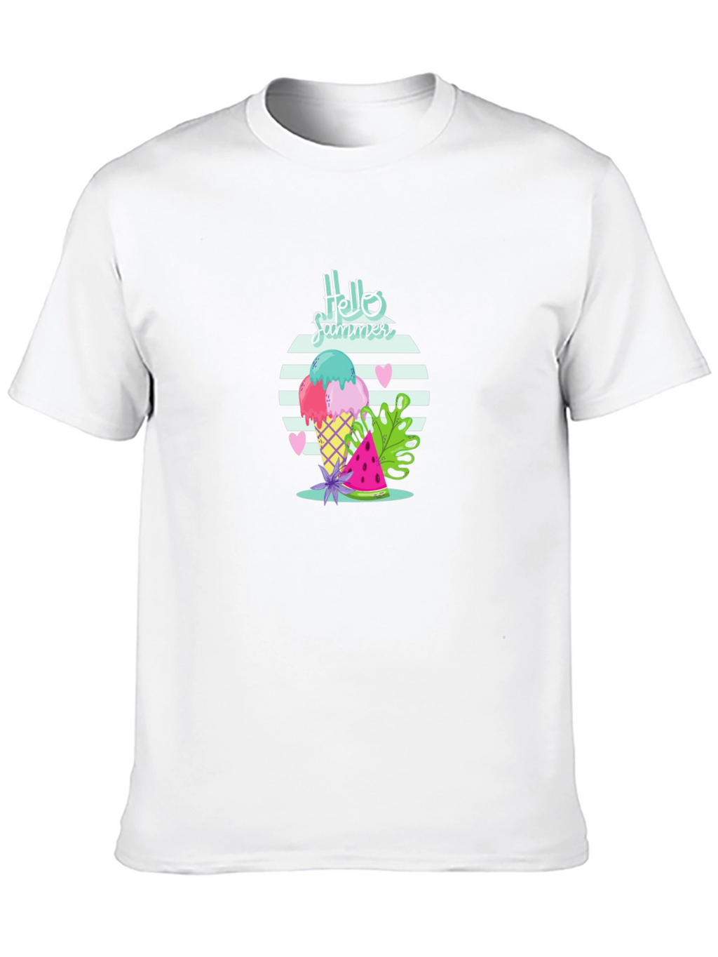 Hello Summer Ice Cream Black T-Shirt