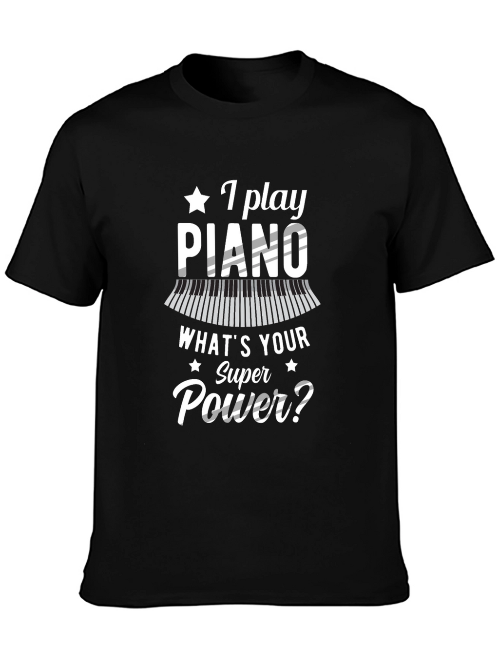 Piano Superpower Black Graphic T-Shirt