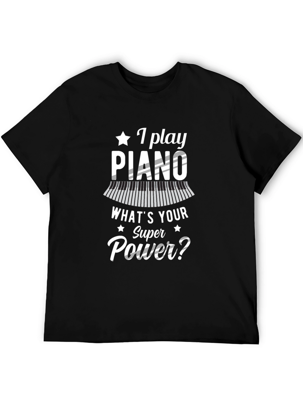 Piano Superpower Black Graphic T-Shirt