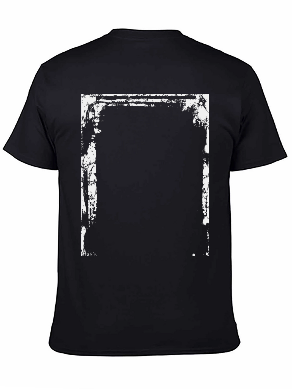 Edgy Graphic T-Shirt - Black with White Distressed Frame