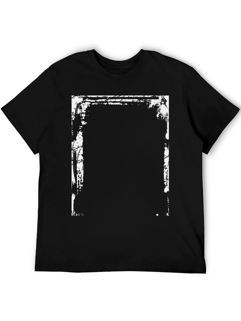 Edgy Graphic T-Shirt - Black with White Distressed Frame