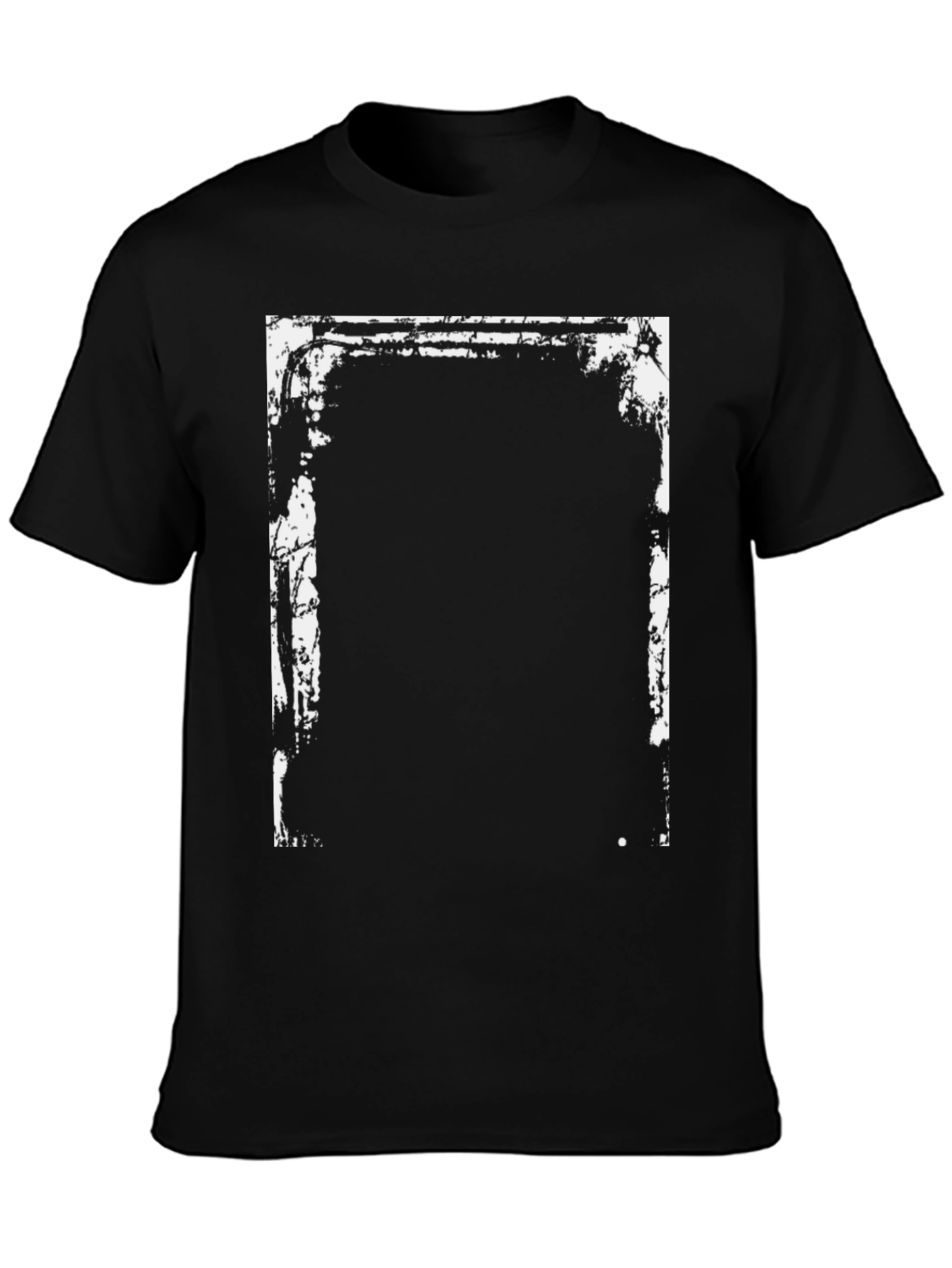 Edgy Graphic T-Shirt - Black with White Distressed Frame