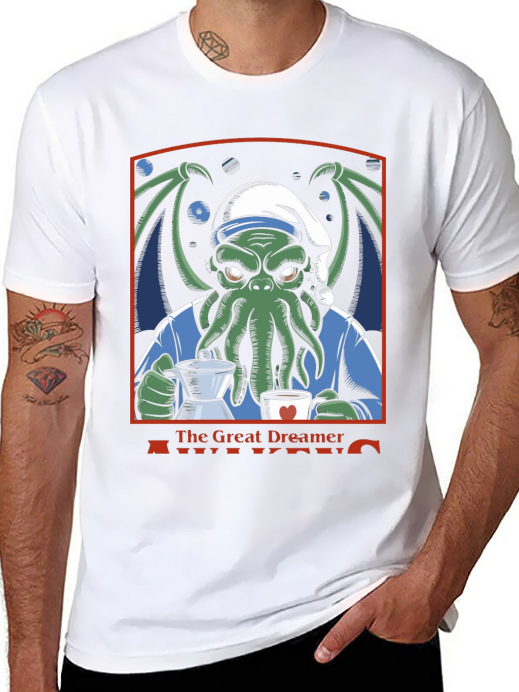 The Great Dreamer Awakens Cthulhu Coffee T-Shirt