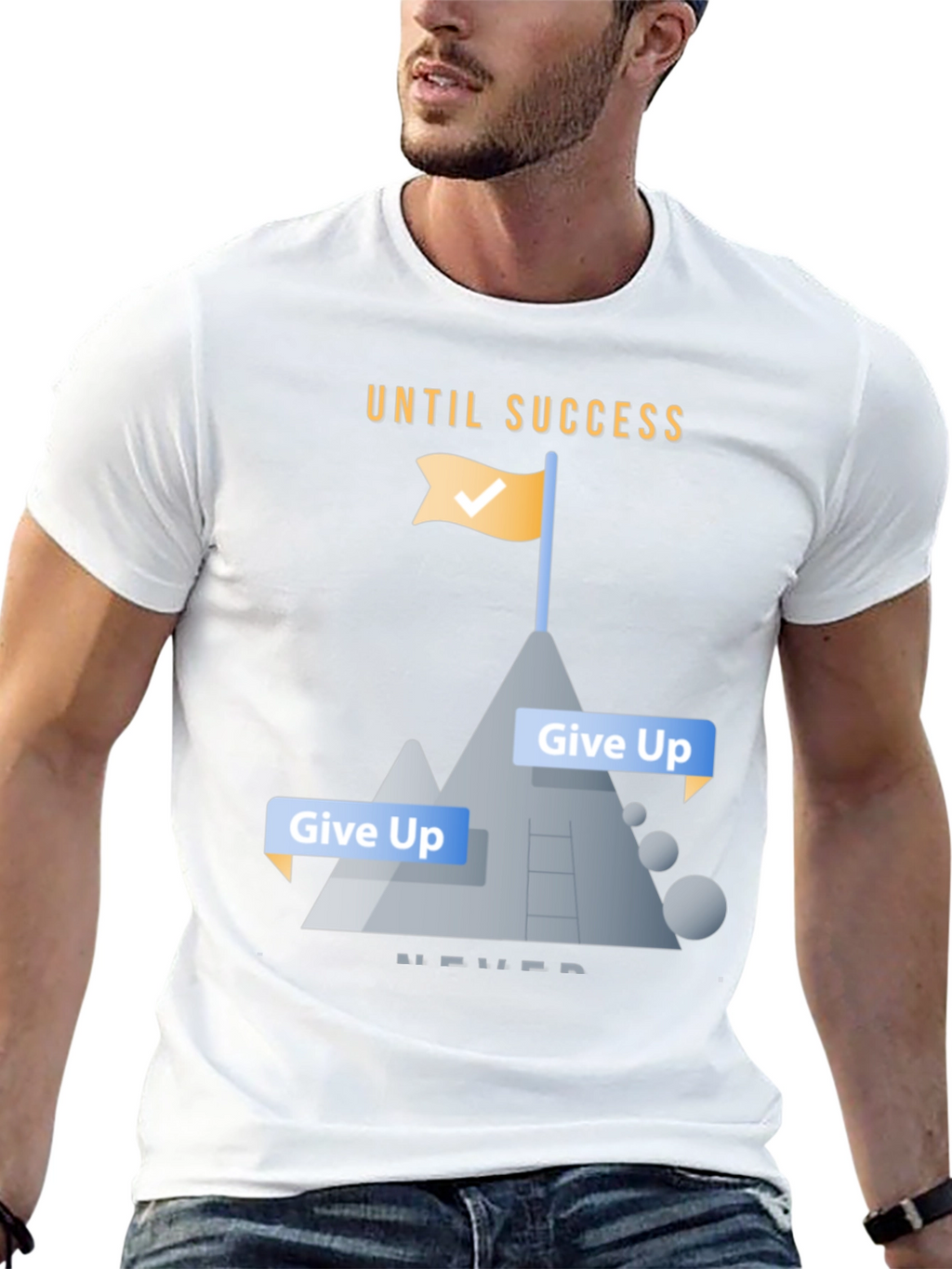 Motivational Until Success Never Give Up Black T-Shirt