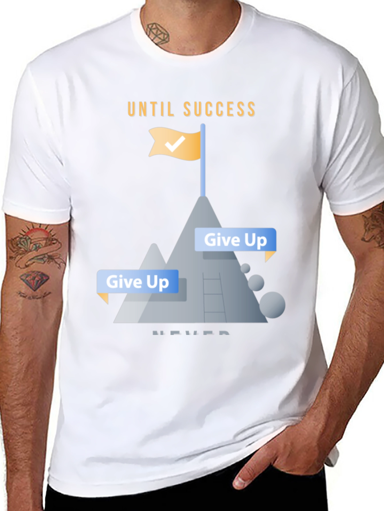 Motivational Until Success Never Give Up Black T-Shirt