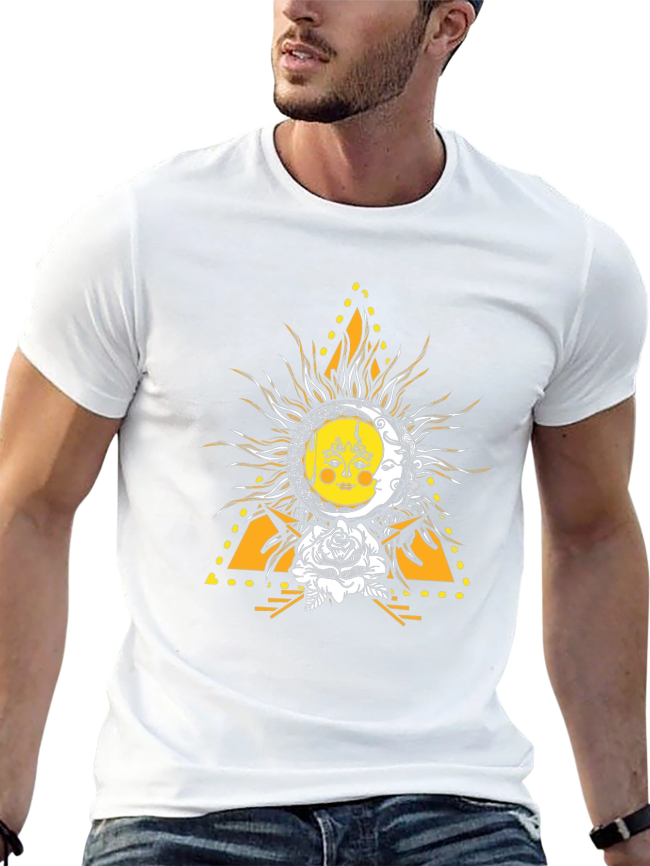 Celestial Sun and Moon Graphic T-Shirt